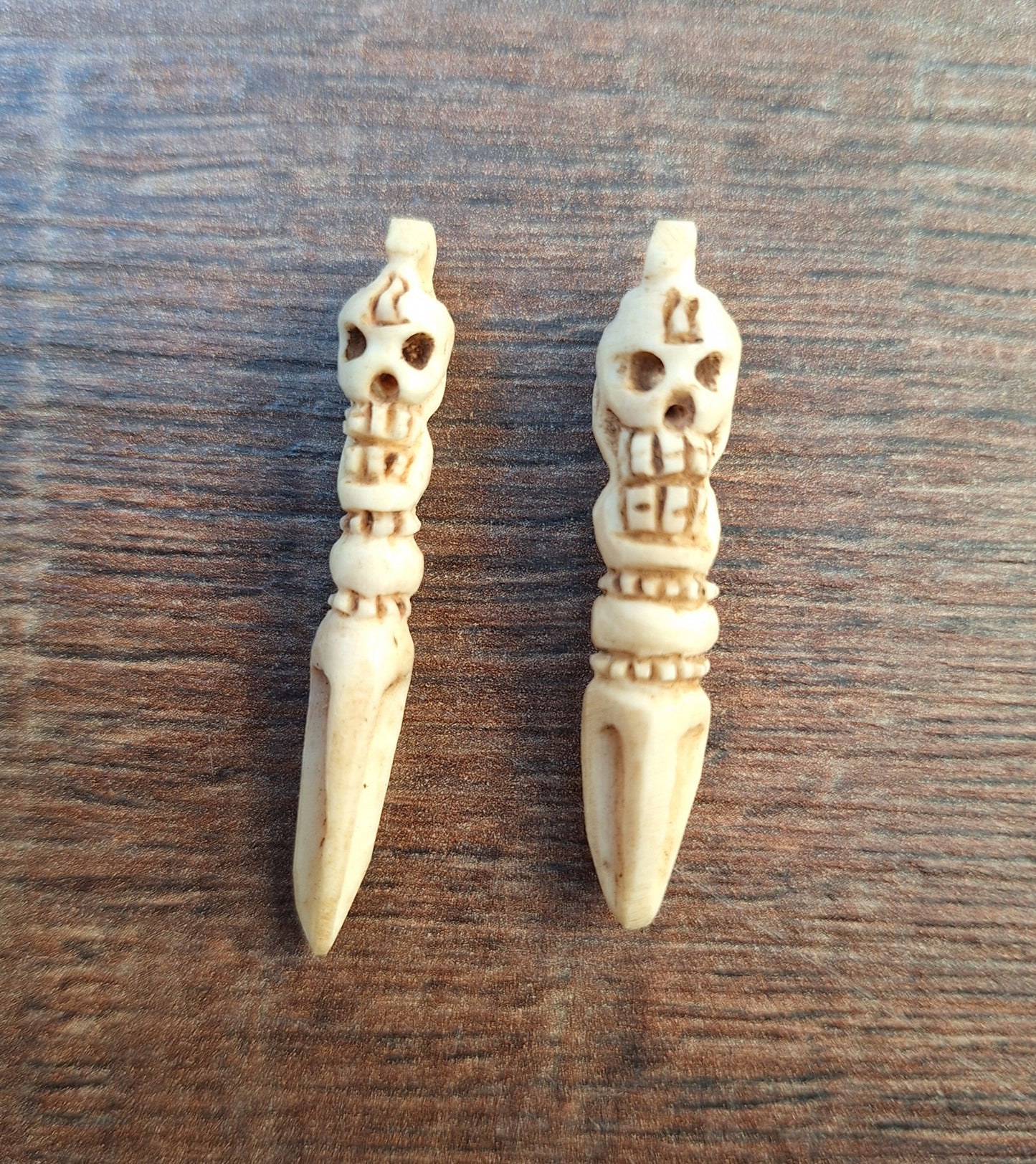 Vintage bone carved phurba pendant