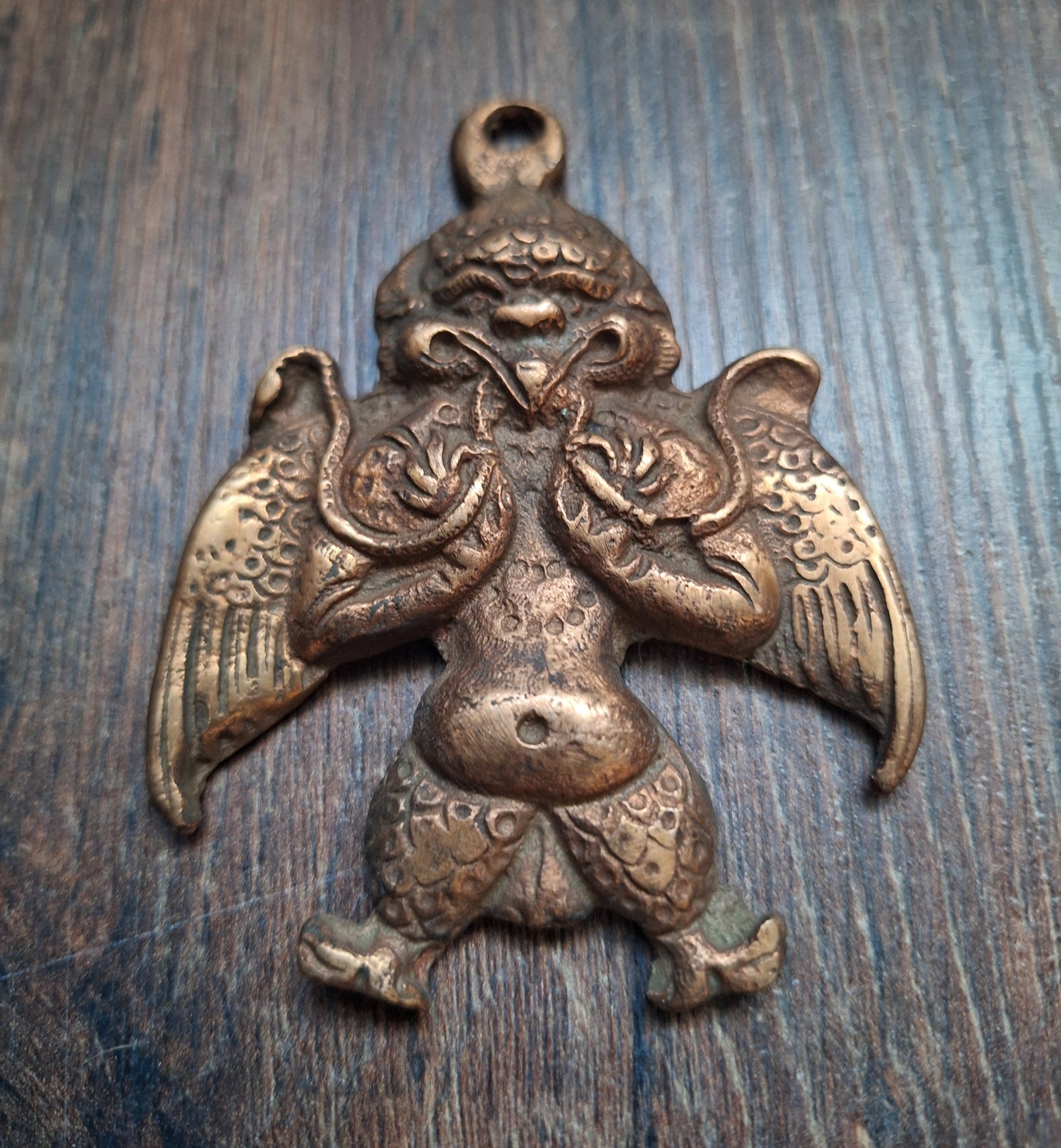 Vintage red copper pendant Garuda