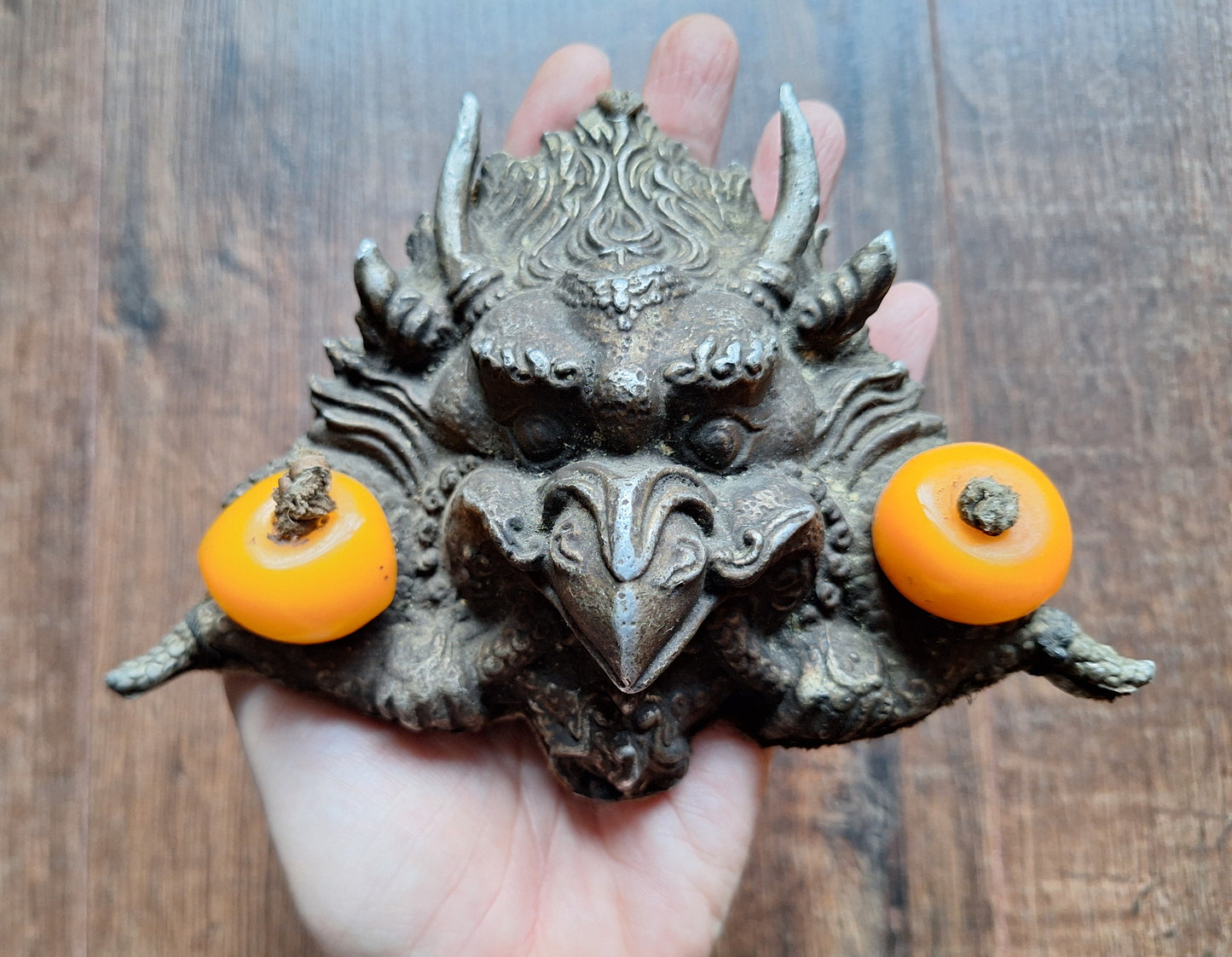 Vintage white metal wallhanger Garuda