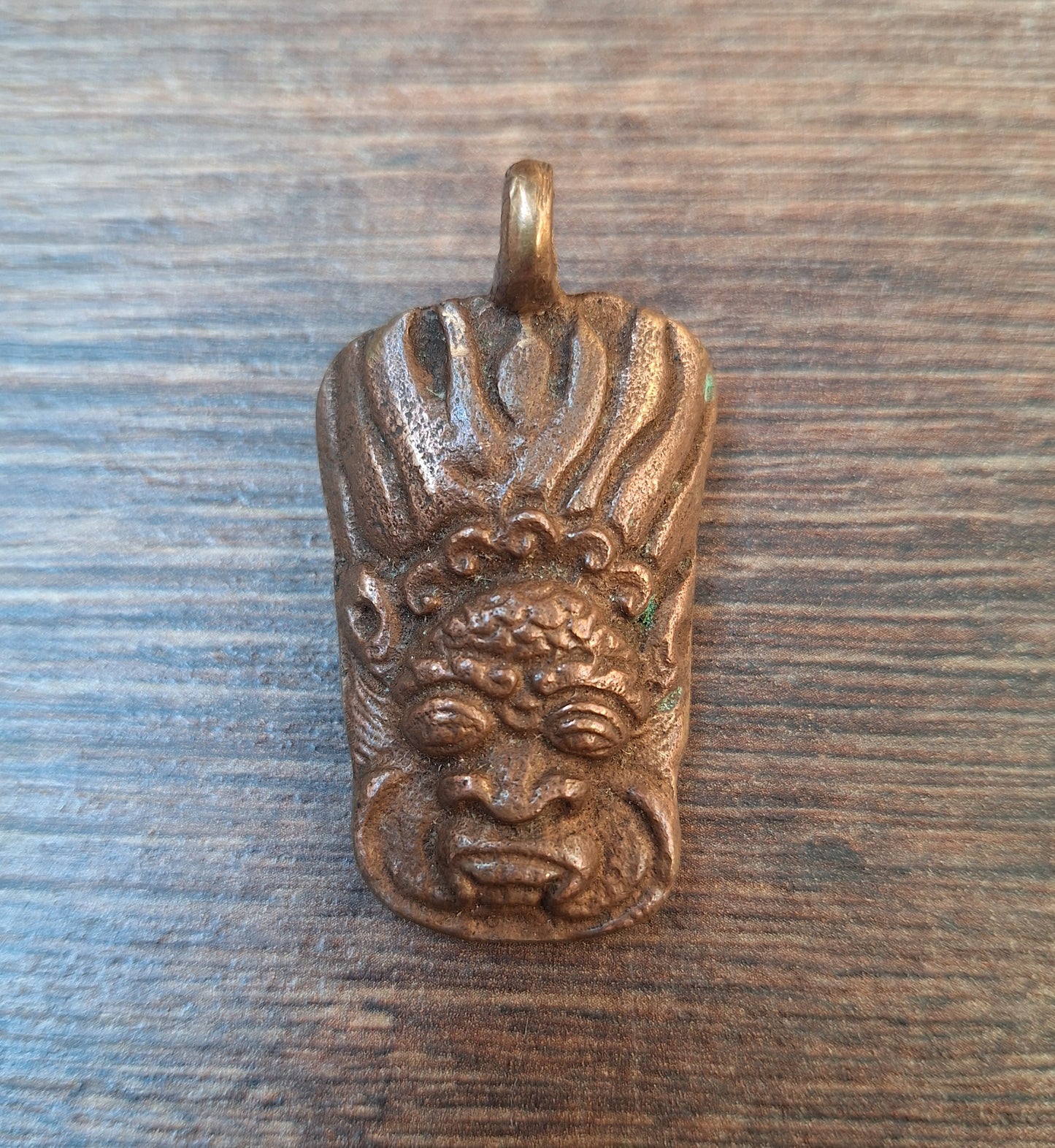 Vintage red copper Mahakala pendant