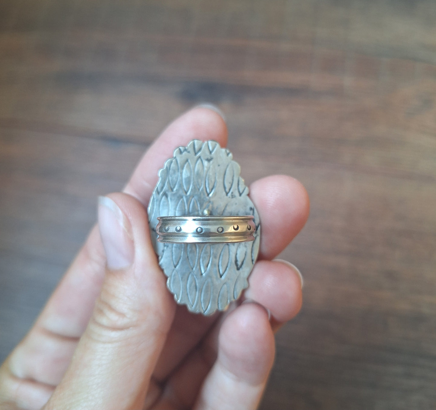 Vintage Nepalese turquoise and Tibetan silver ring