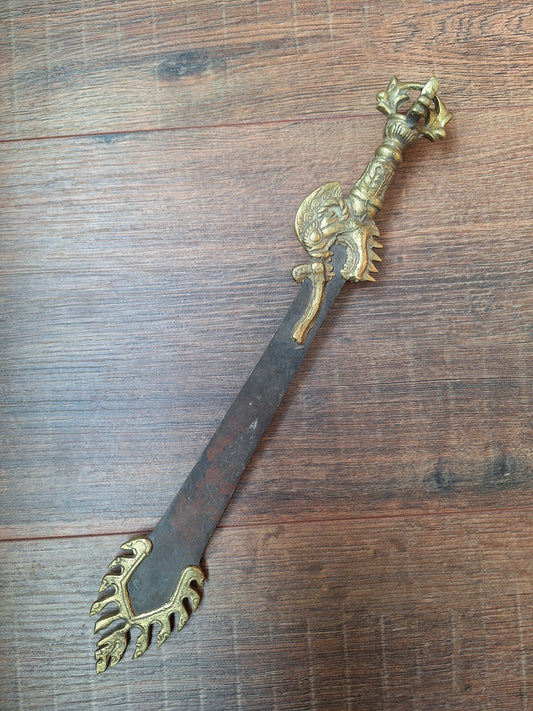 Vintage Tibetan iron and brass khadga #1