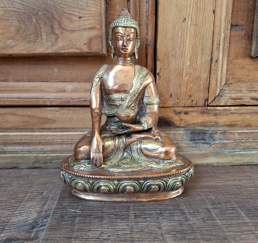 Vintage red copper Shakyamuni Buddha statue