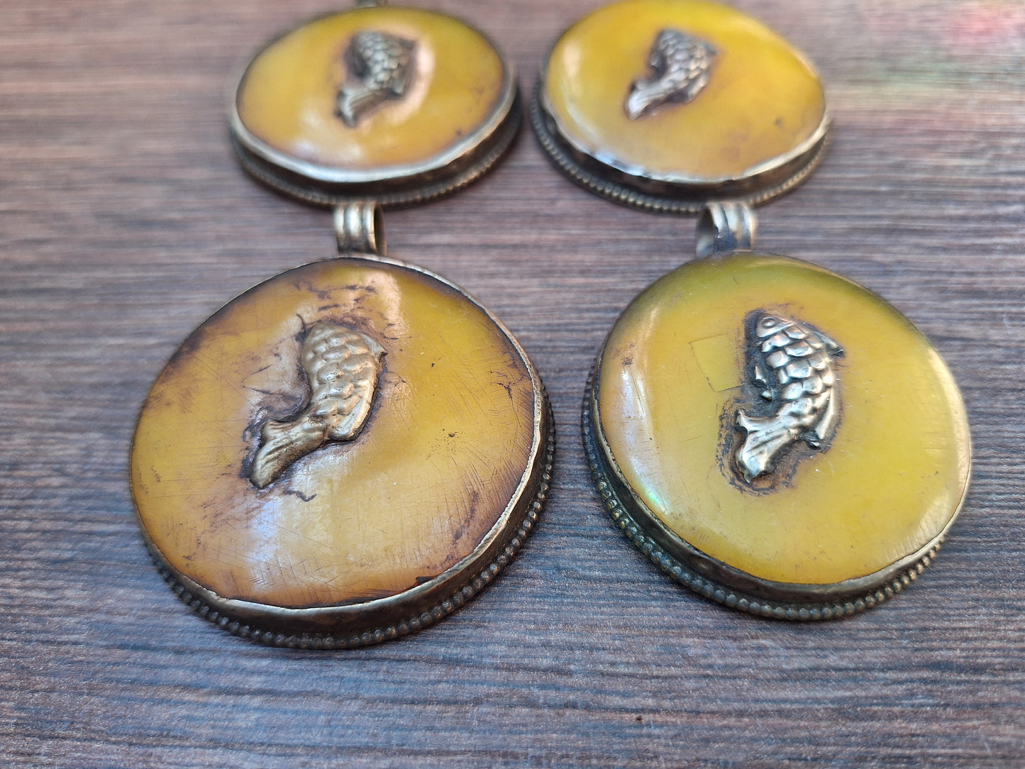 Vintage Tibetan silver and copal pendant