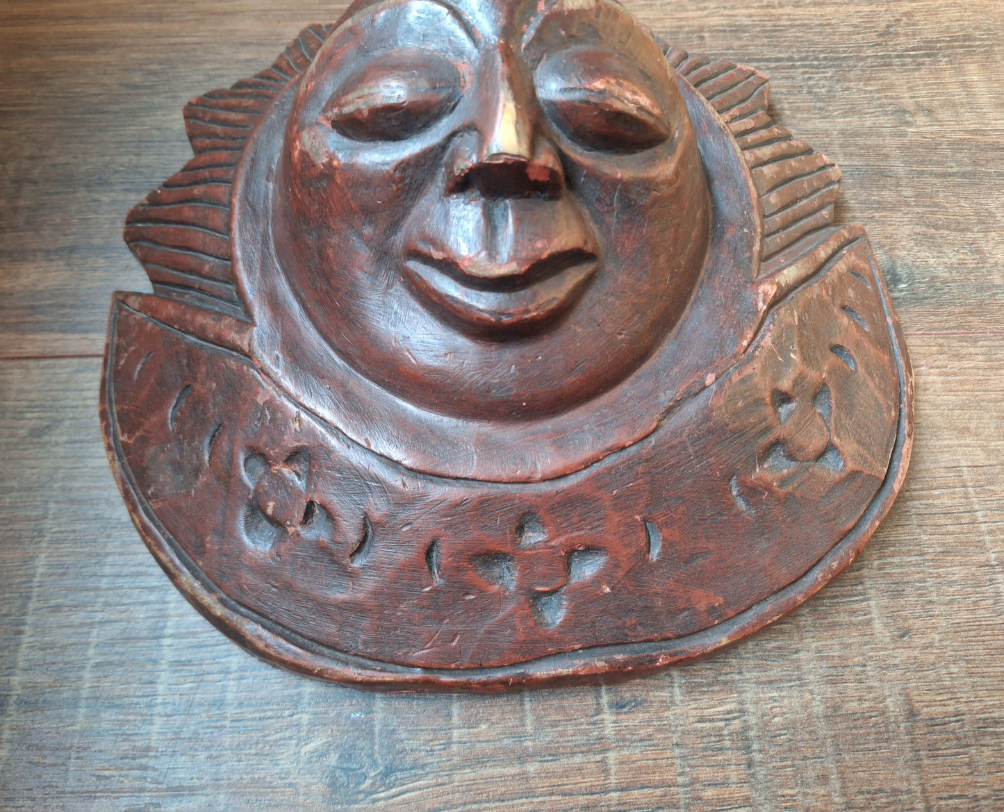 Vintage wooden wallhanger Sun and Moon