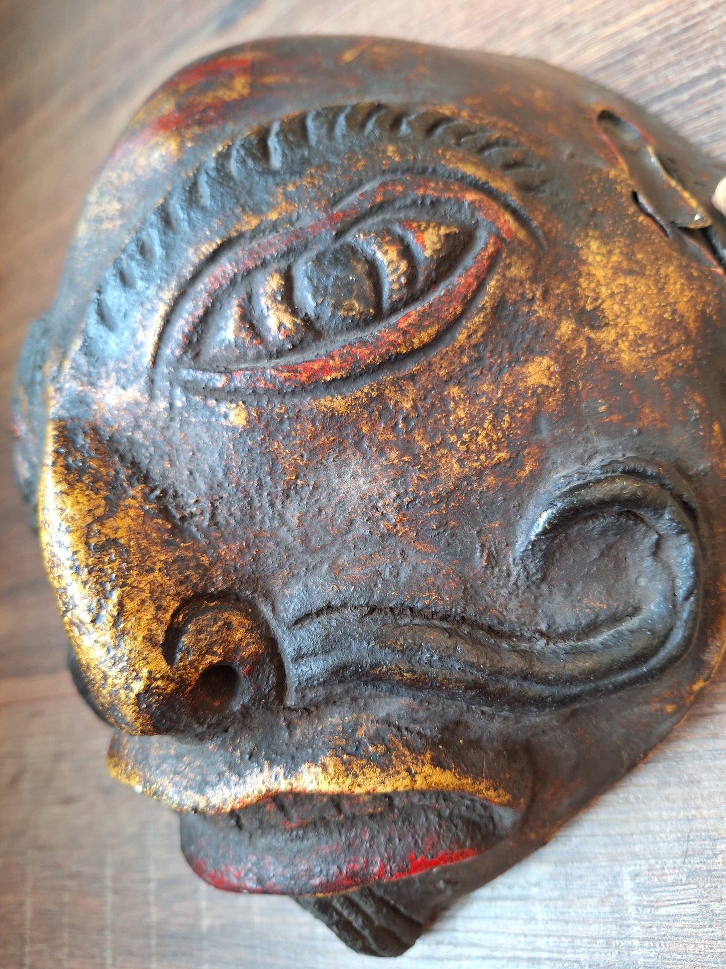 Vintage Nepalese wrathful spirit mask from horn