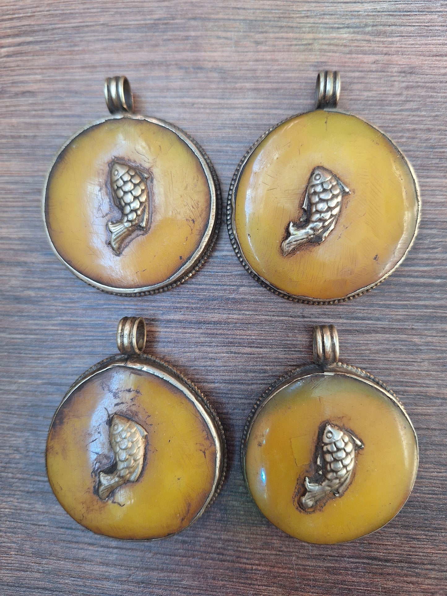 Vintage Tibetan silver and copal pendant
