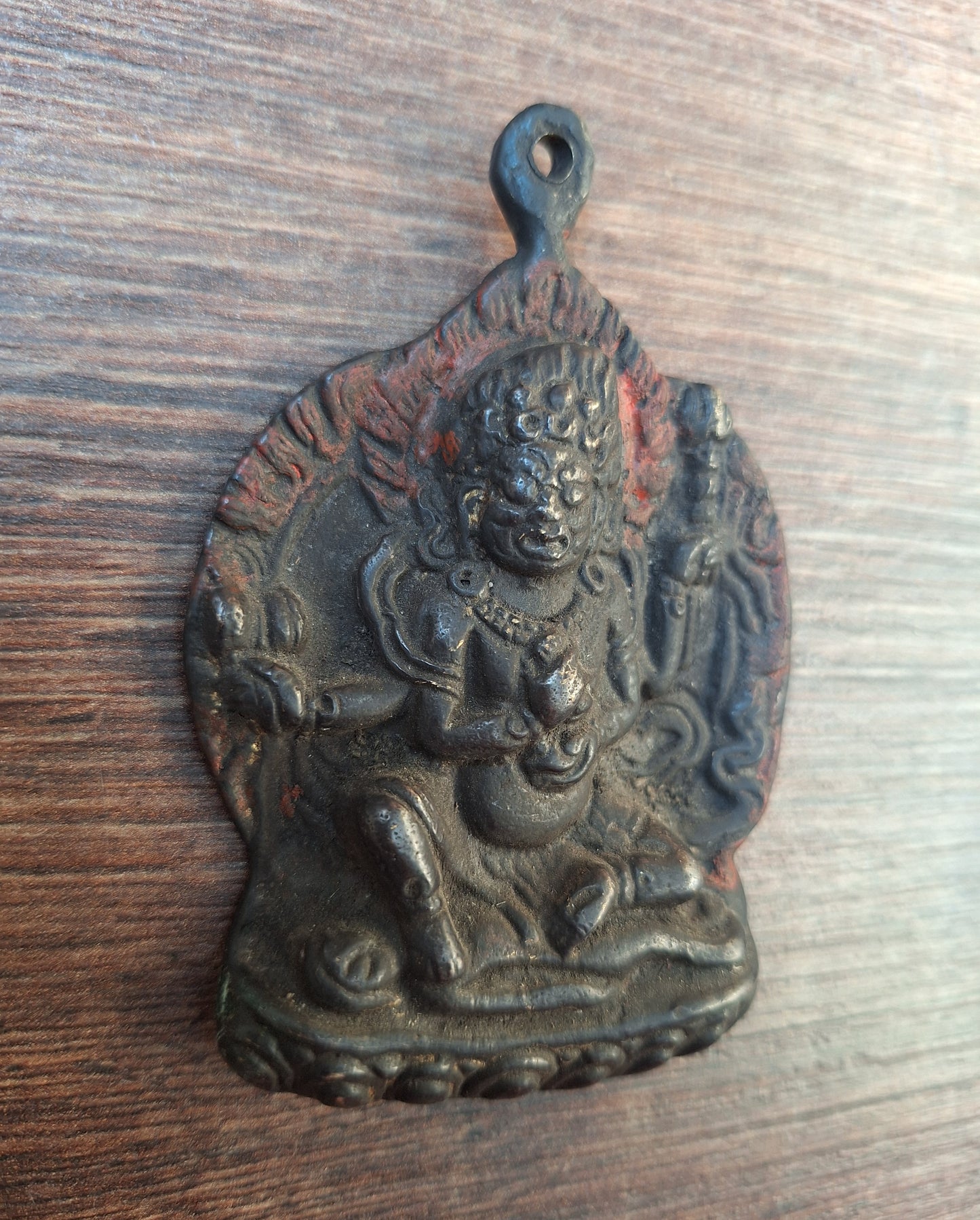 Vintage bronze Mahakala pendant
