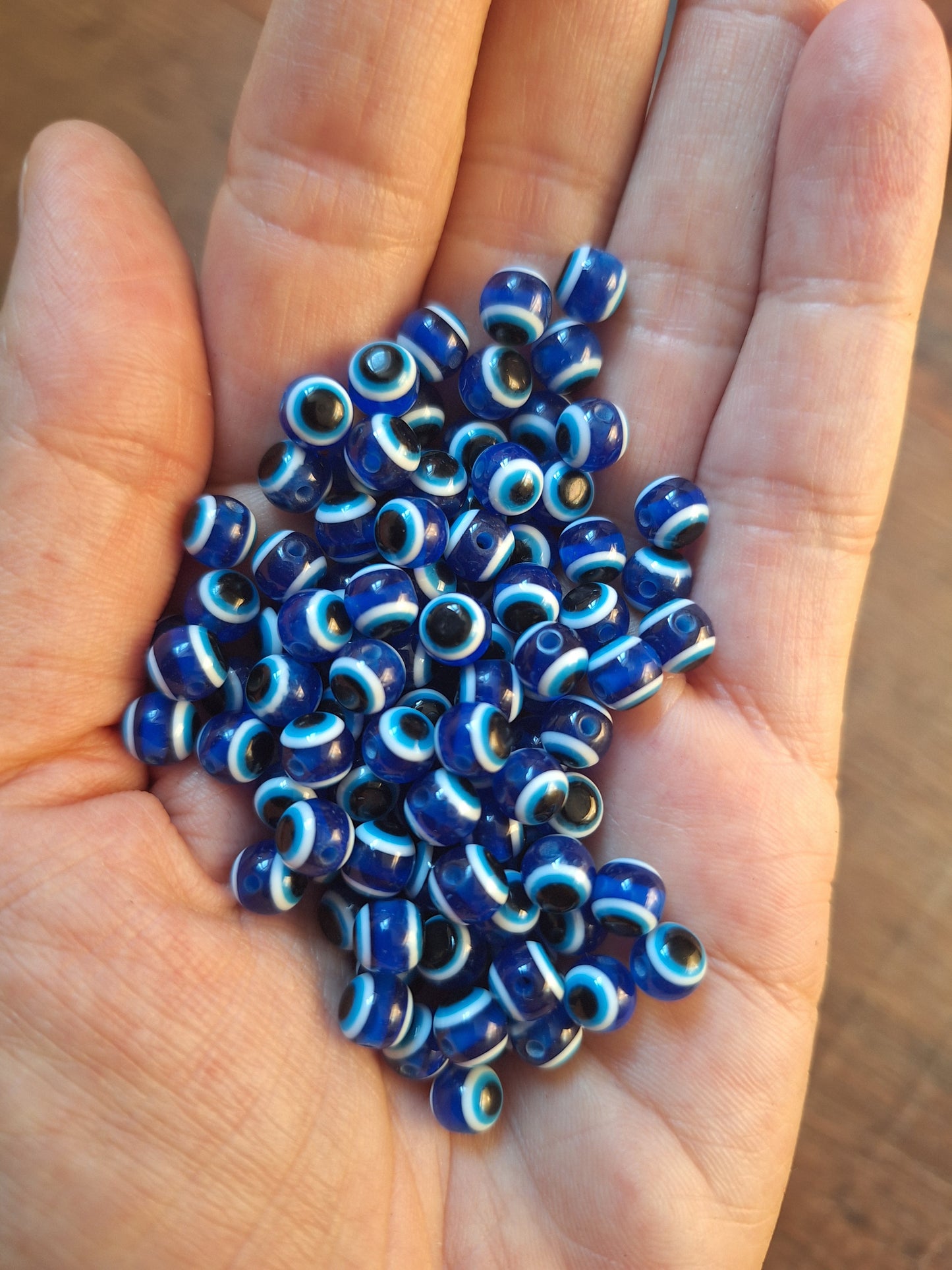 Glass beads Eye, dark blue, set of 10