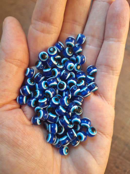 Glass beads Eye, dark blue, set of 10