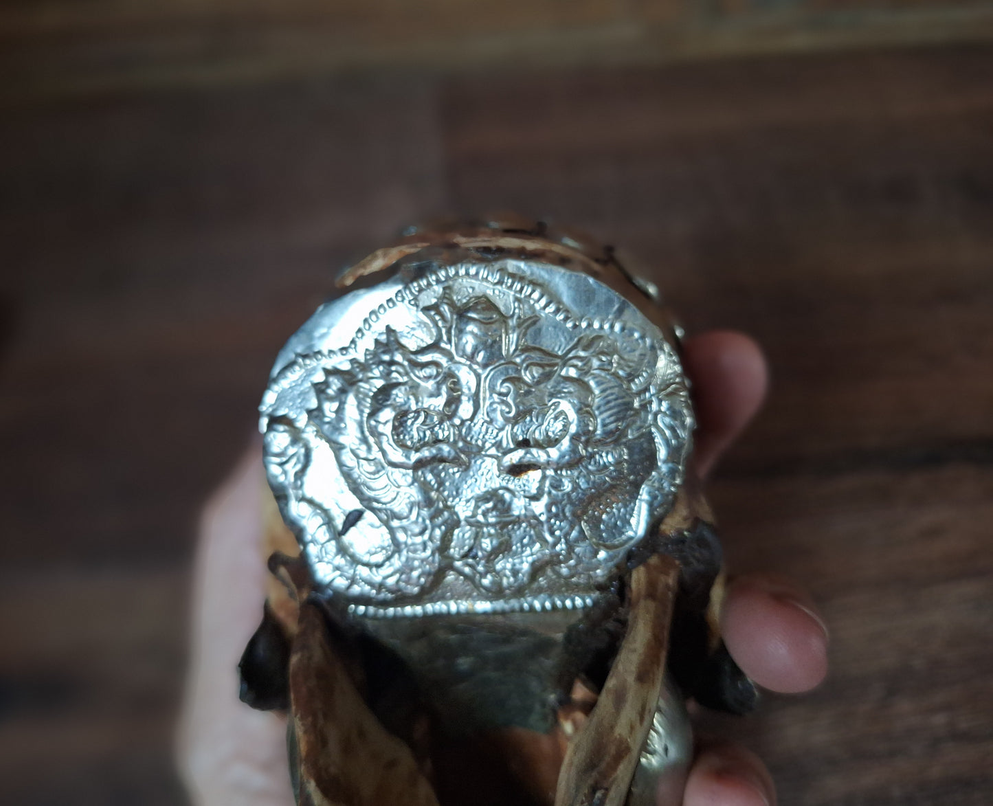 Vintage Tibetan resin monkey skull kapala