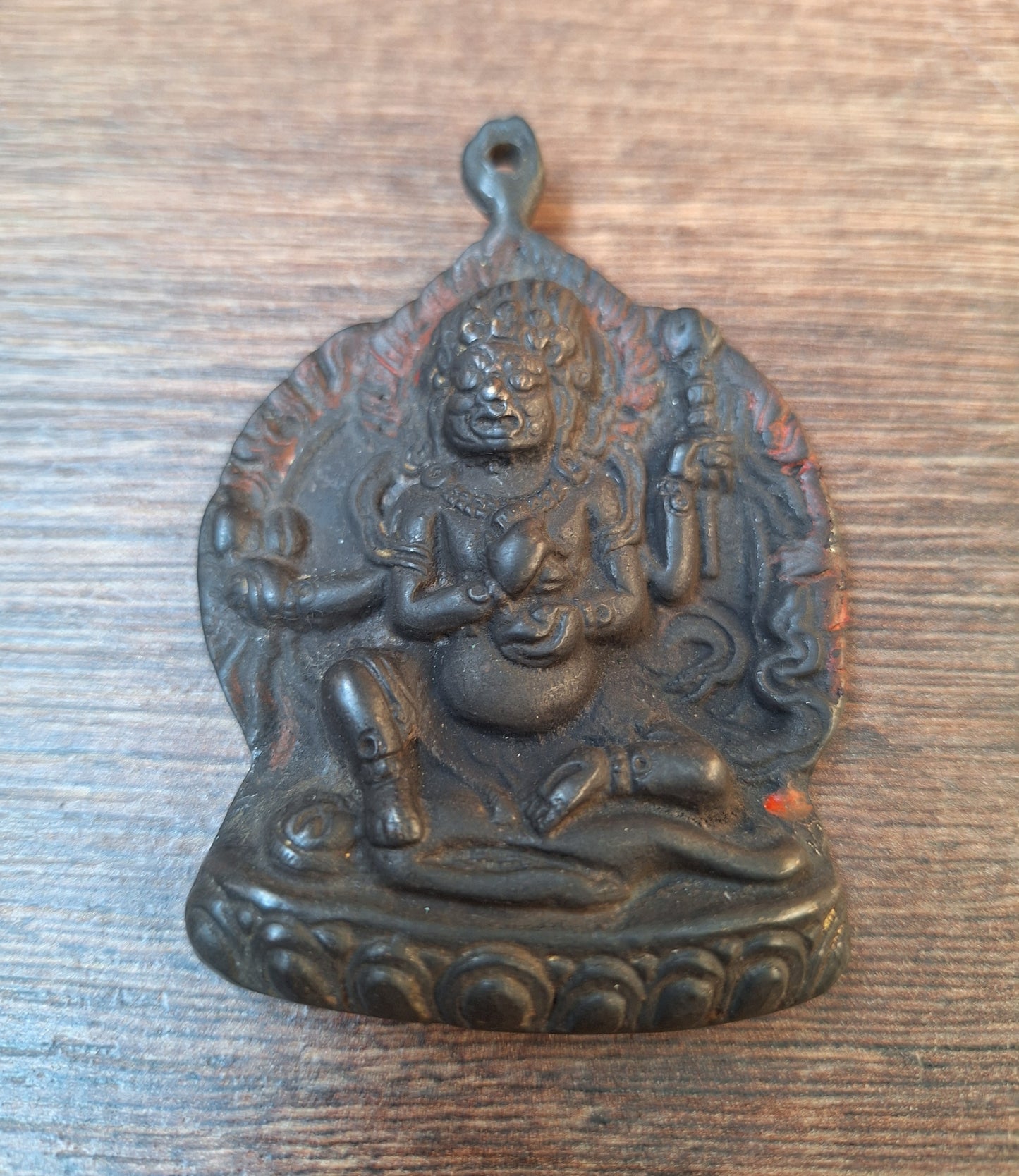 Vintage bronze Mahakala pendant