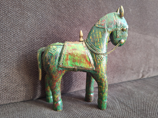 Vintage wooden Indian Marwari horse figurine