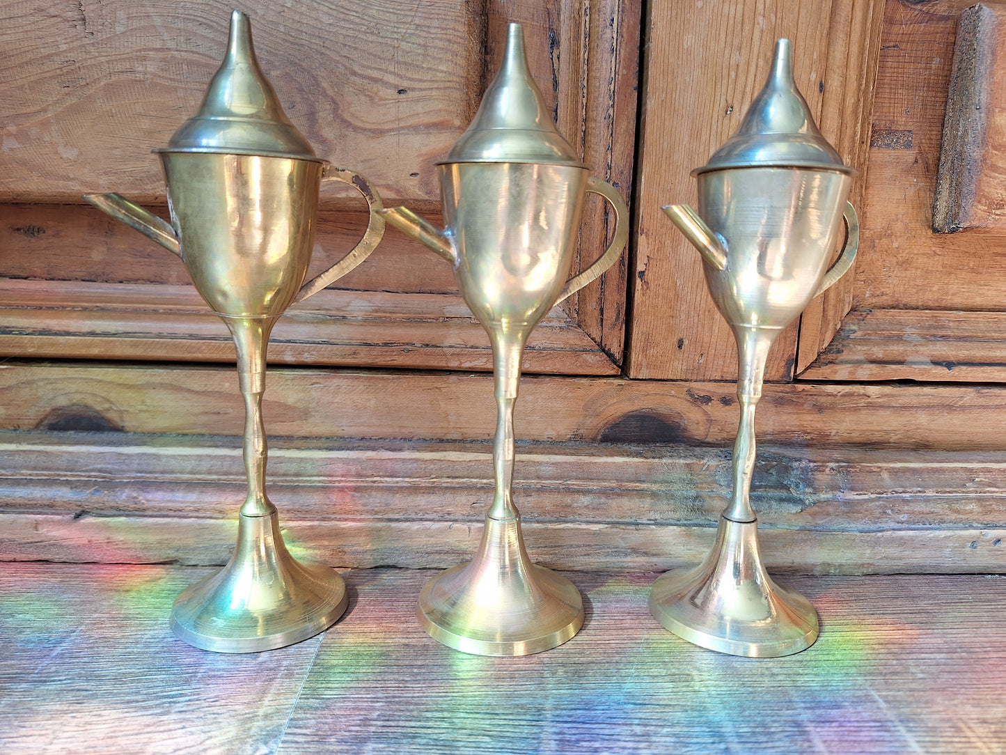 Vintage Dutch brass "Snotneus" oil lamp