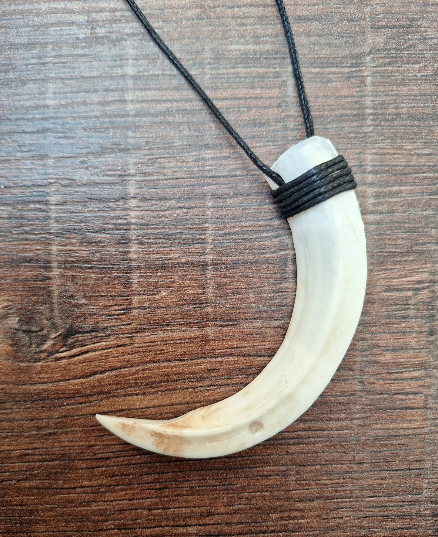 Wild boar tusk amulet necklace
