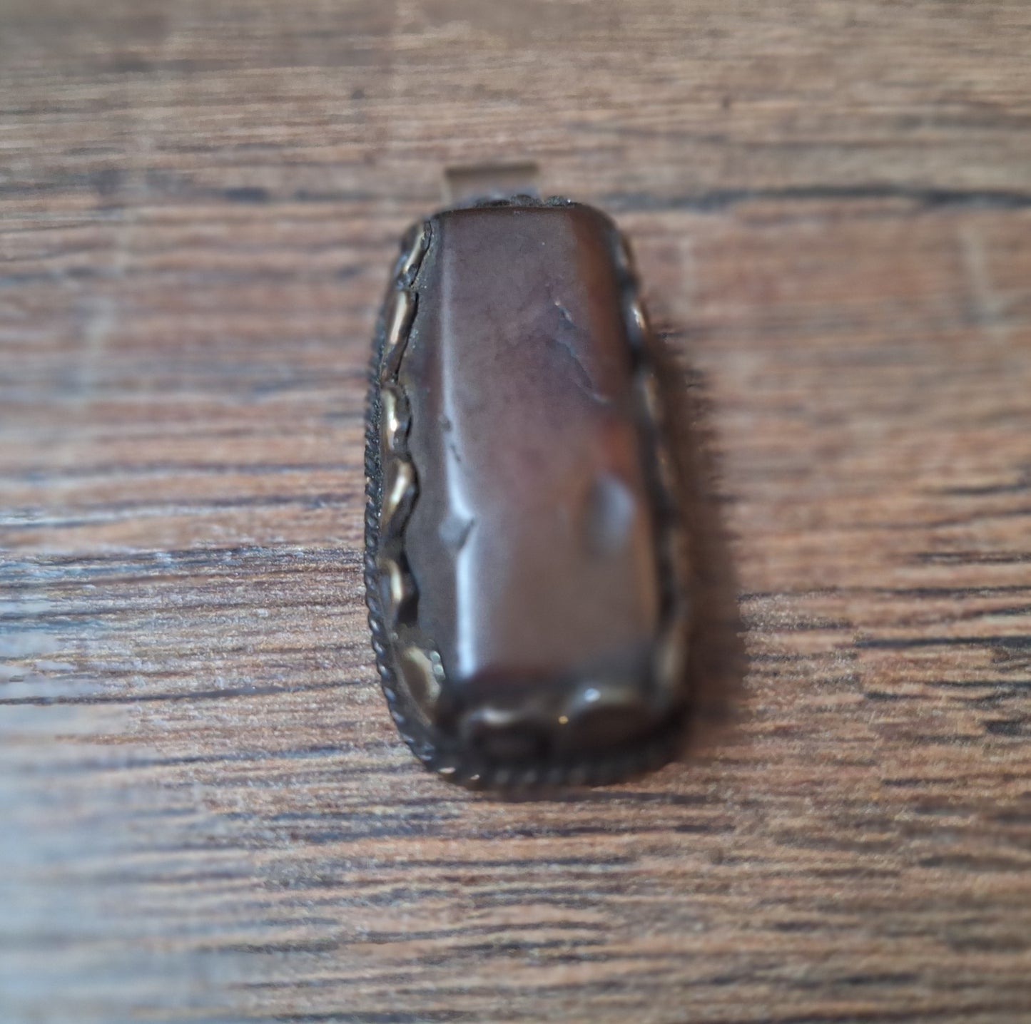 Vintage Tibetan silver and amber pendant