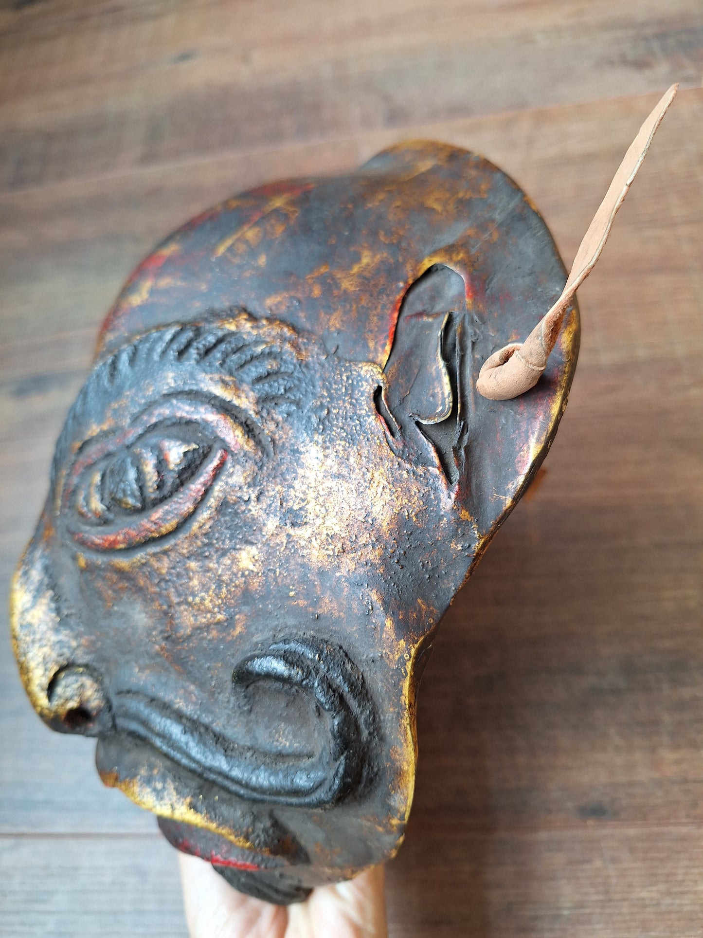 Vintage Nepalese wrathful spirit mask from horn