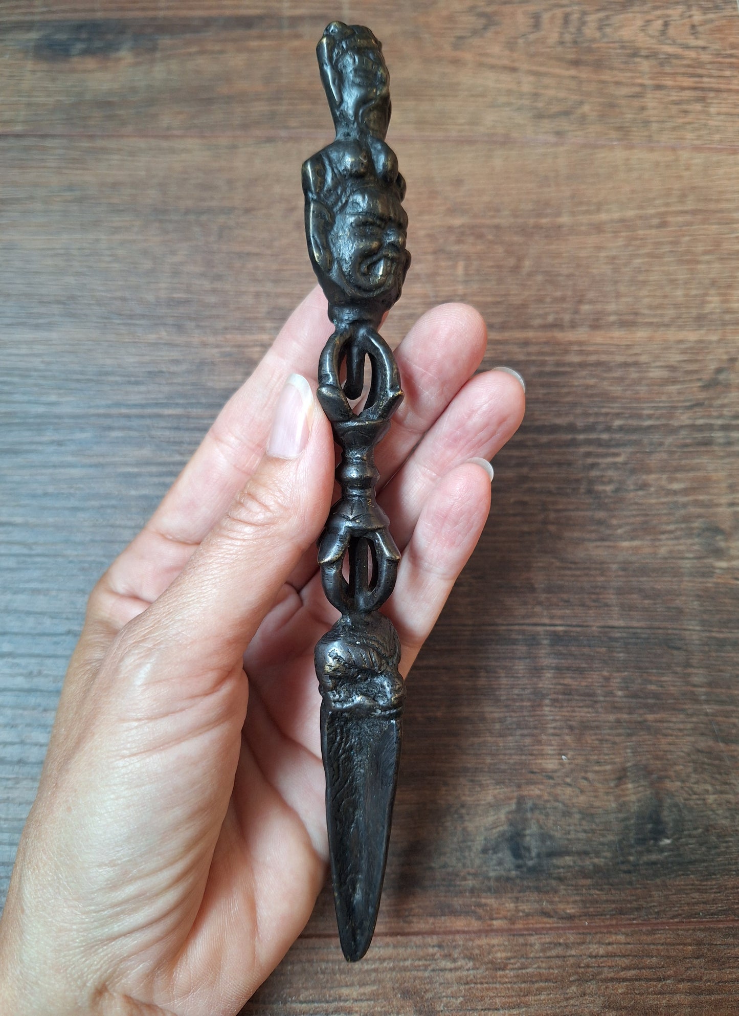 Vintage bronze phurba #11, with stand