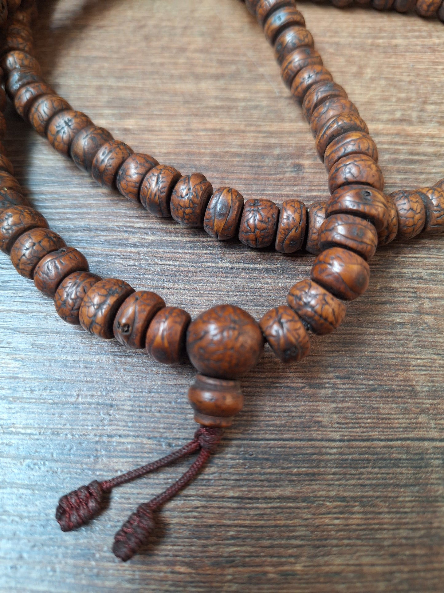 Vintage Nepalese polished rudraksha mala