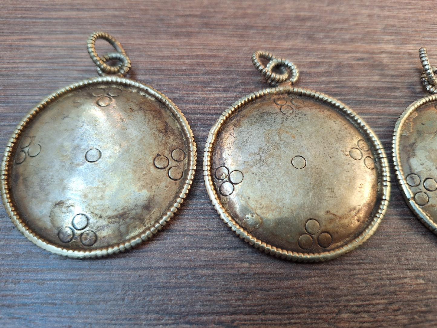 Vintage Tibetan alpaca metal mirror Dzogchen 47 millimeters