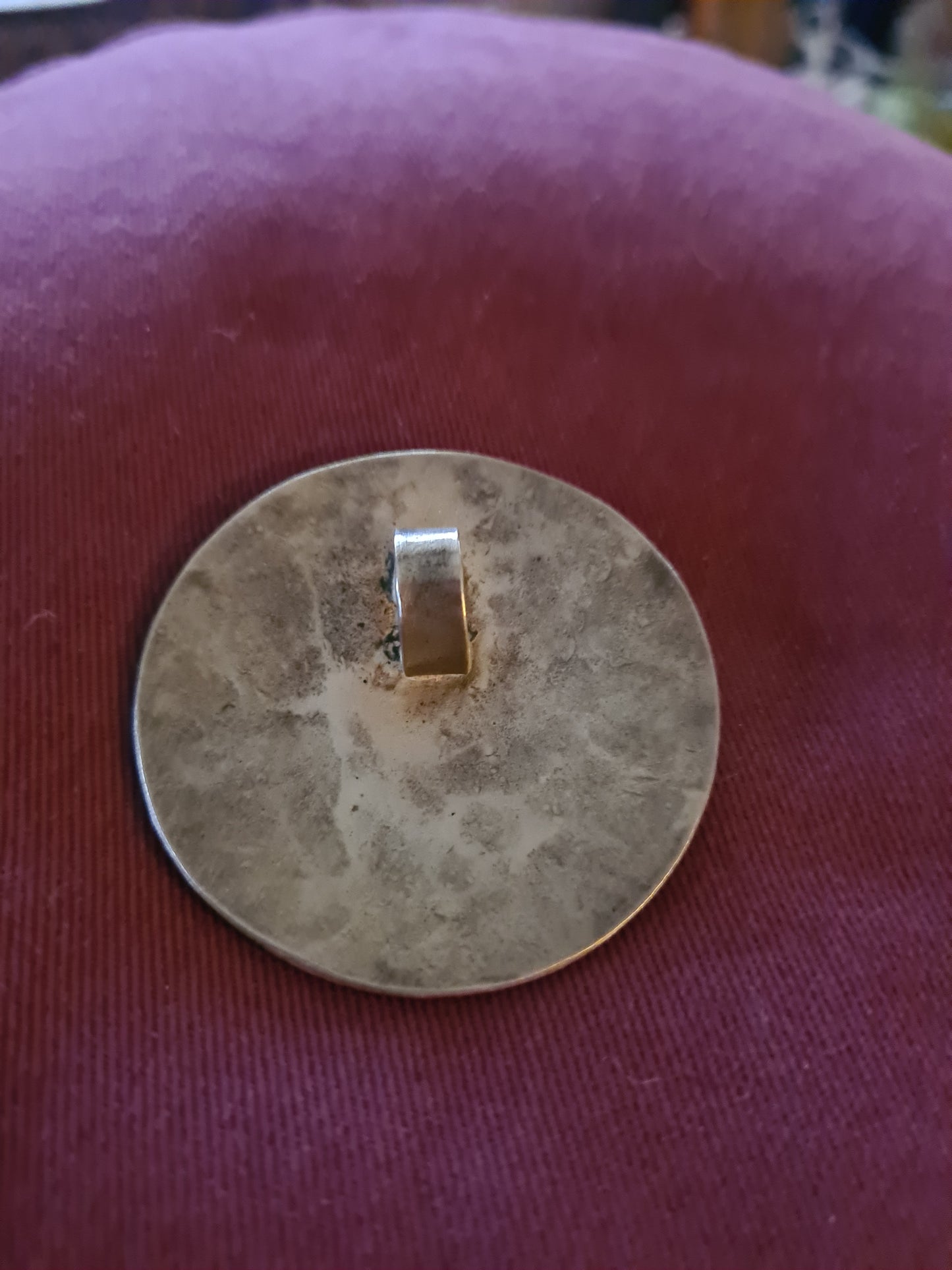 Shamanic mirror Spirit of Wolf style silver 4 centimeters