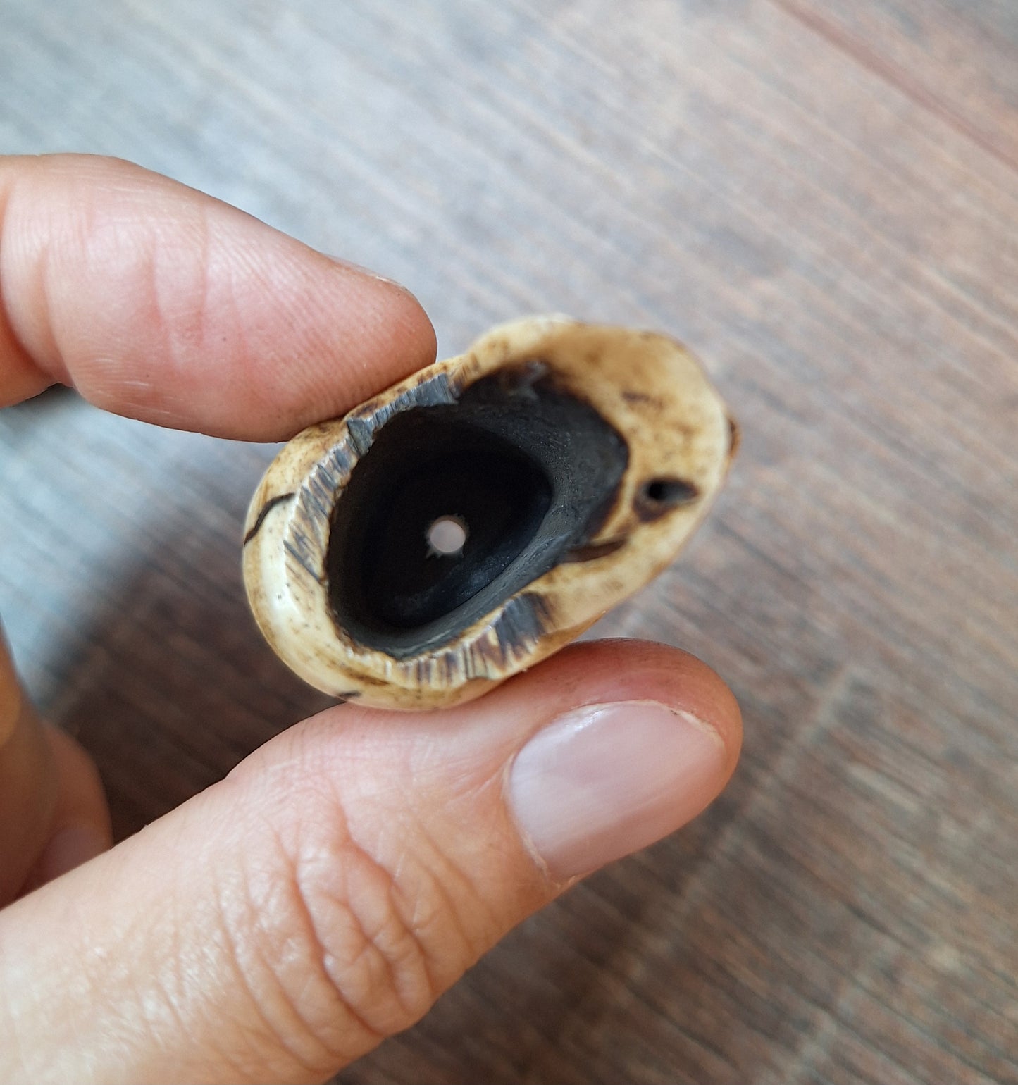 Vintage yak bone skull beads, set of 2