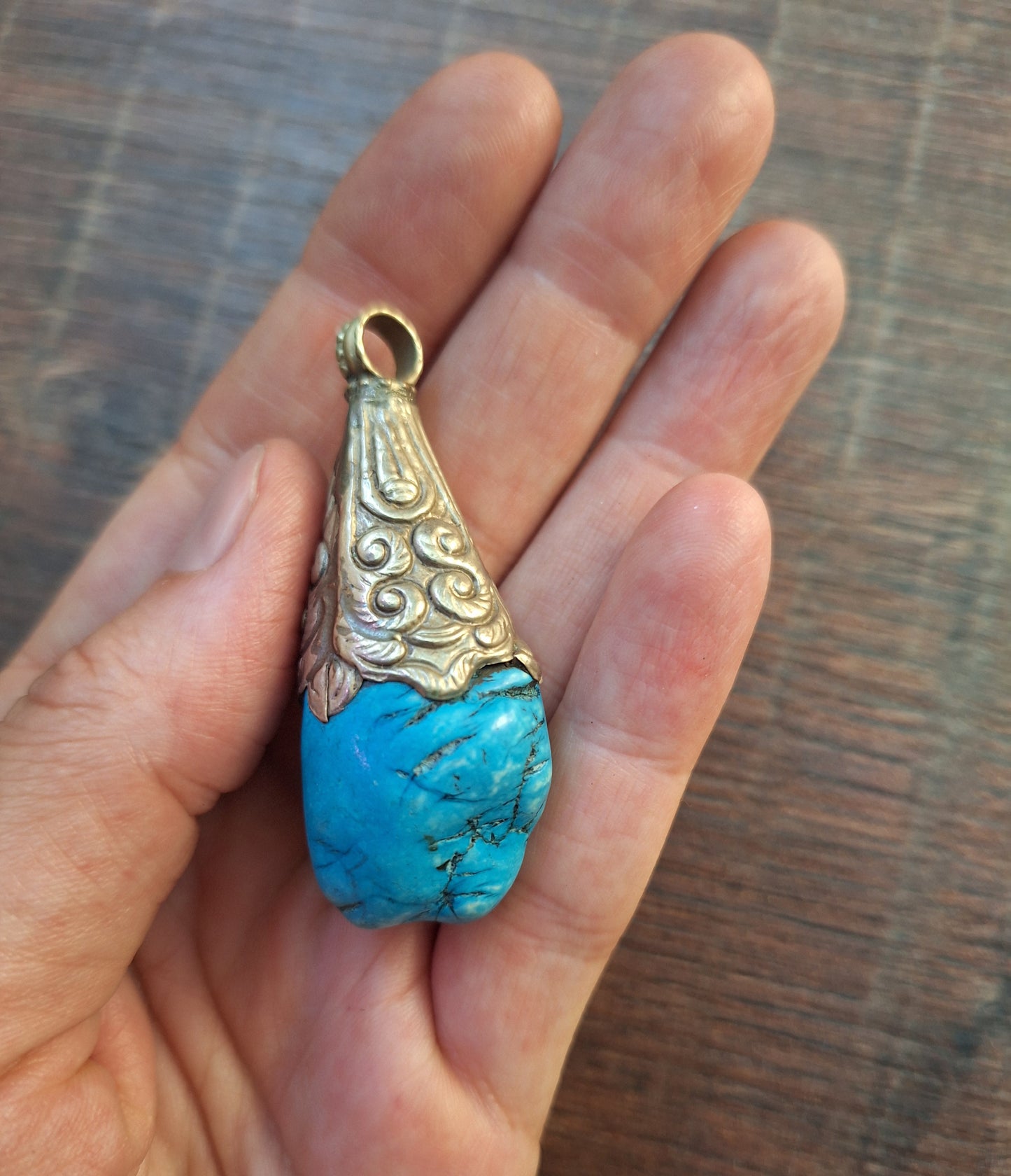 Vintage Tibetan silver and howlite pendant