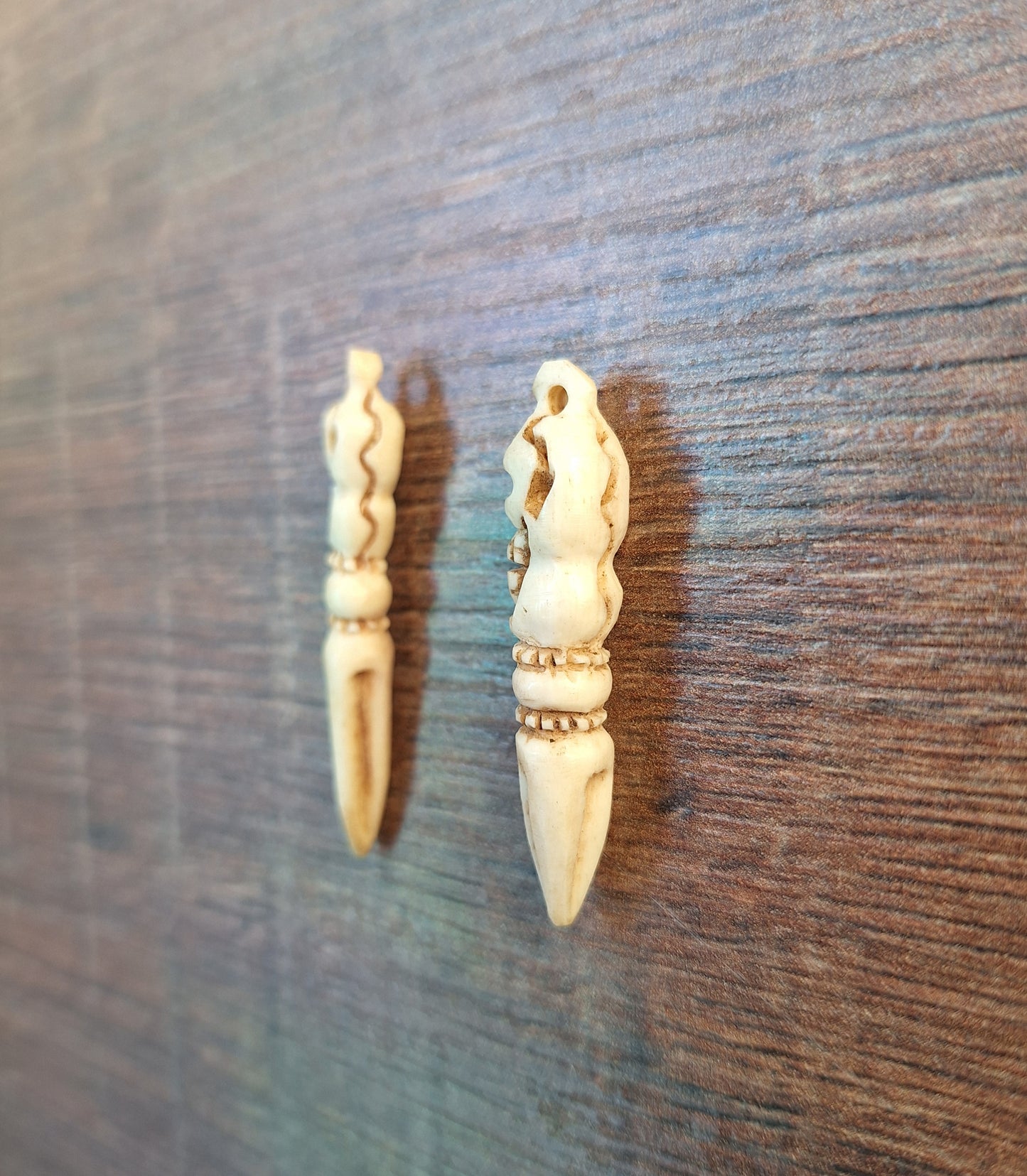 Vintage bone carved phurba pendant
