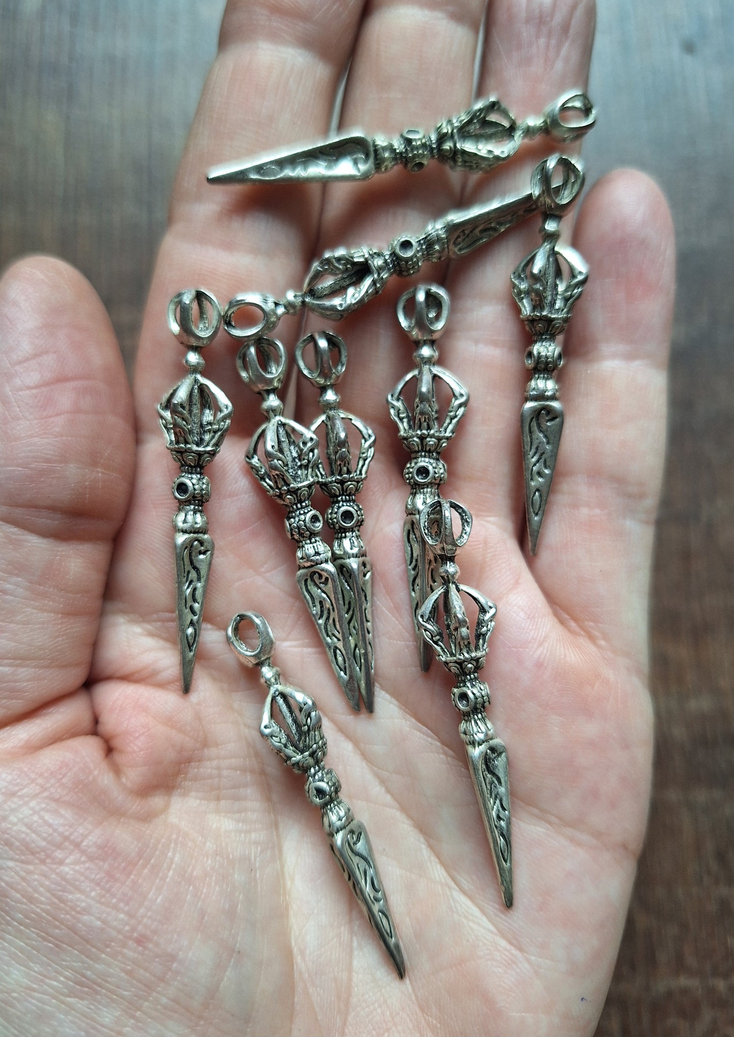 Alpaca metal phurba pendant