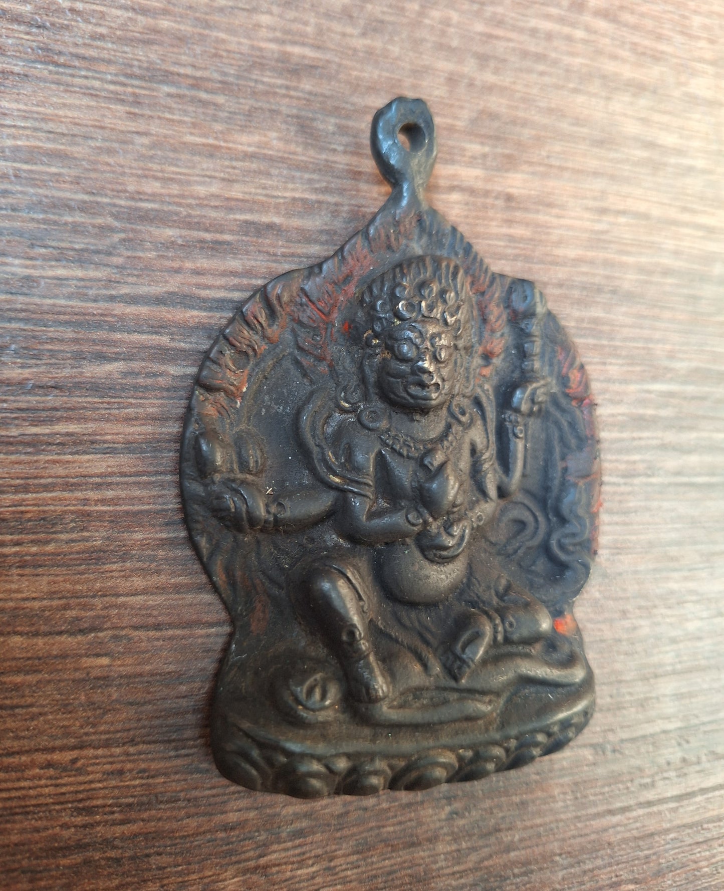 Vintage bronze Mahakala pendant