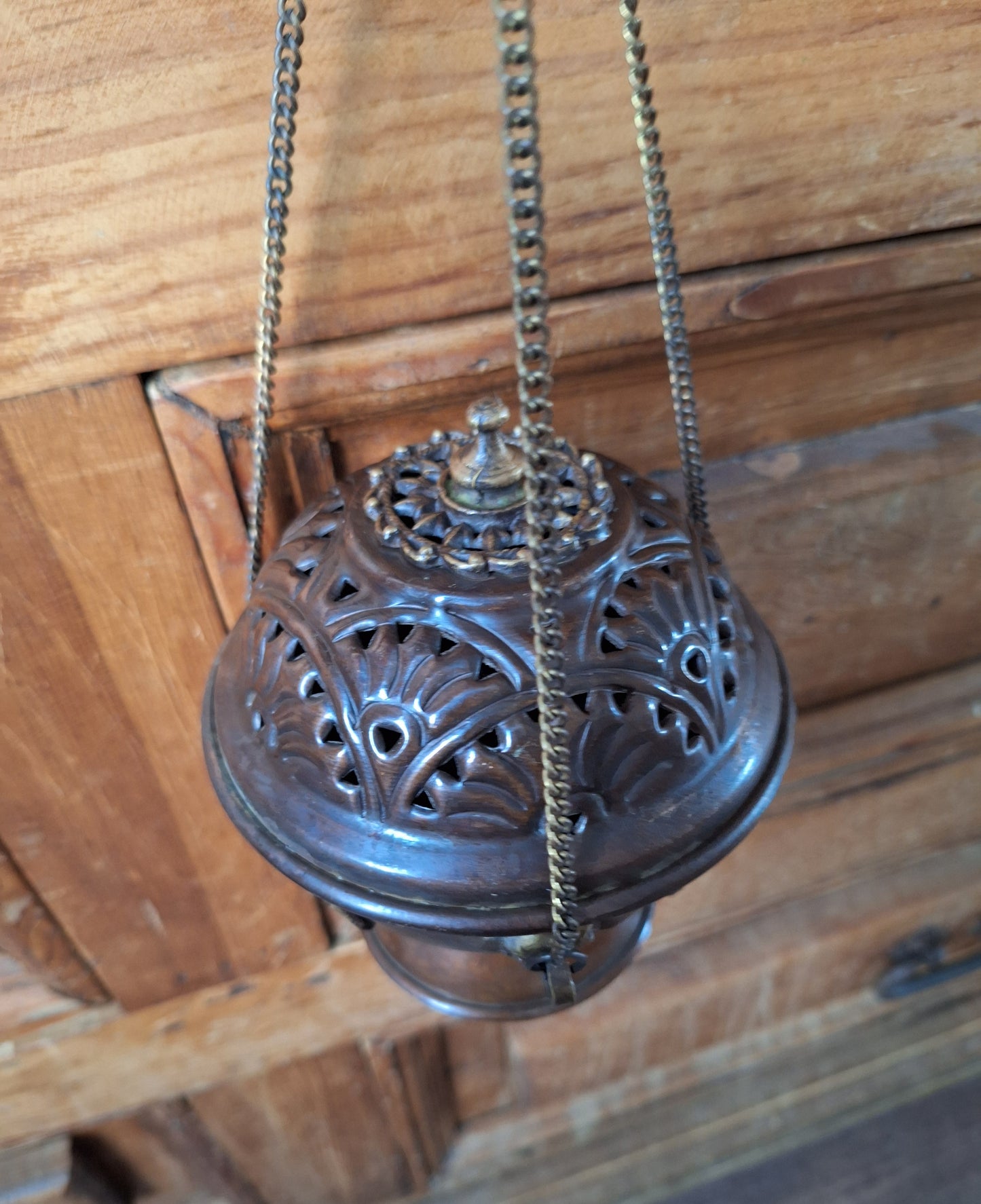 Hanging red copper incense burner Auspicious Symbols