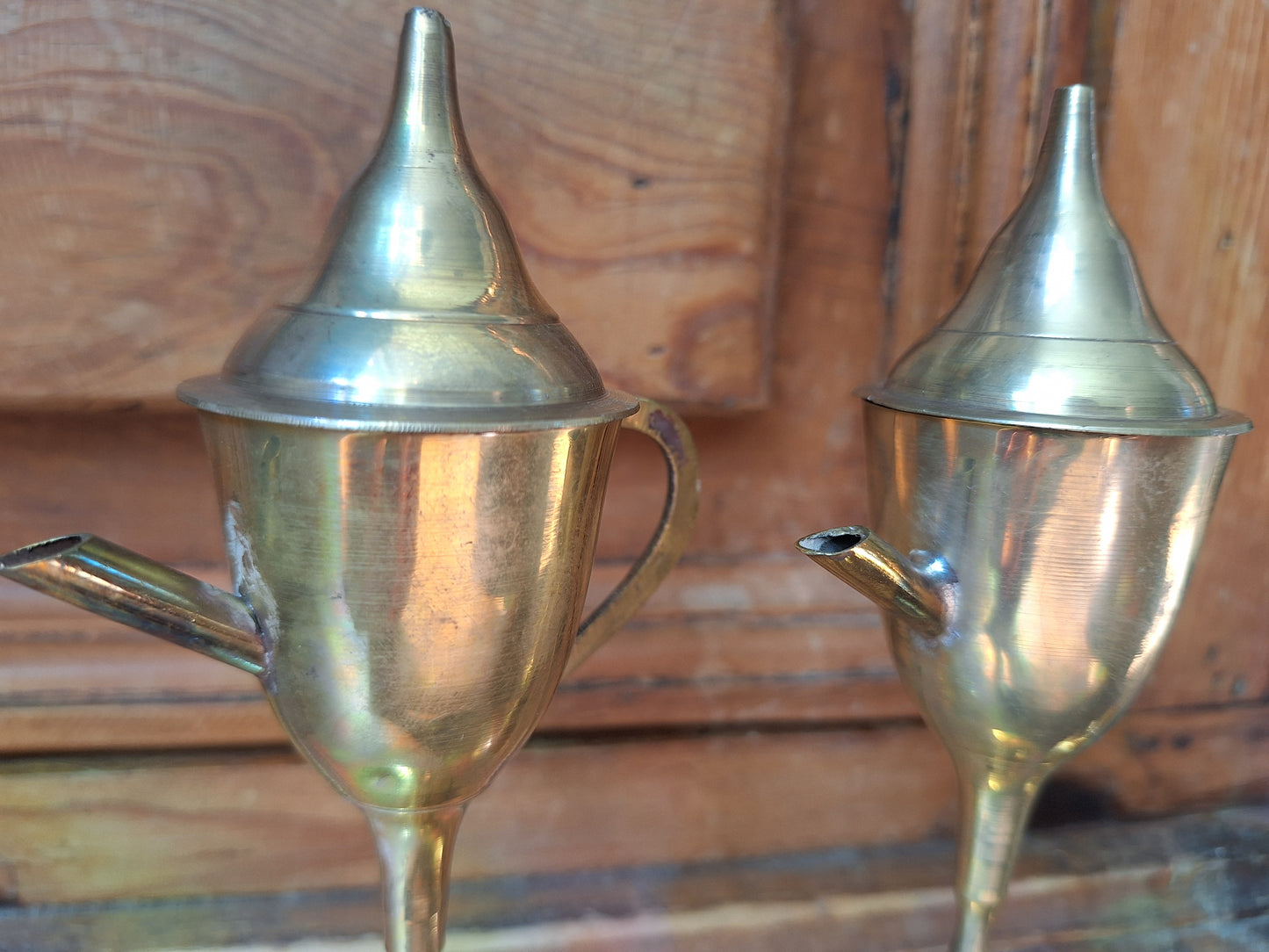 Vintage Dutch brass "Snotneus" oil lamp