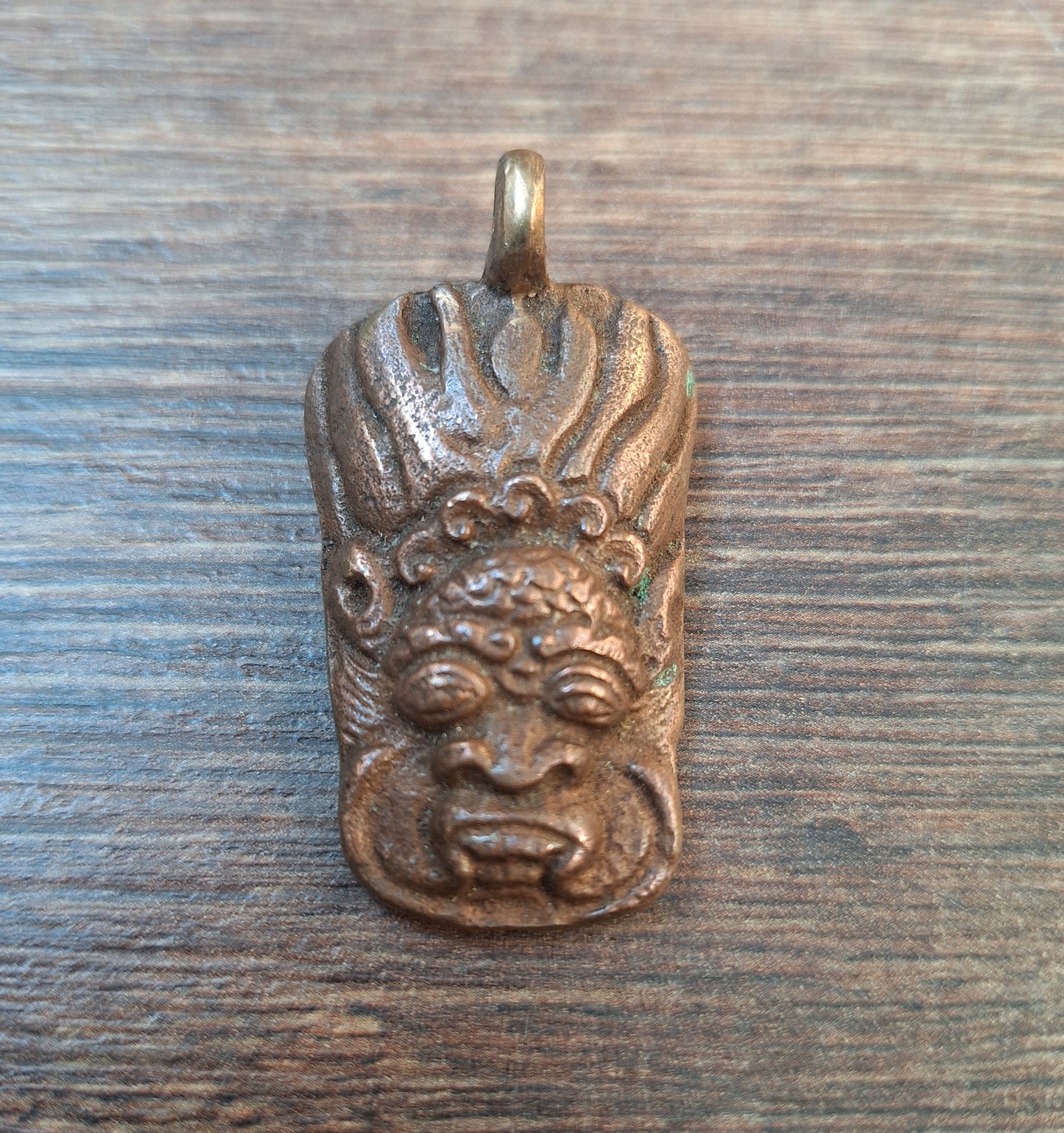 Vintage red copper Mahakala pendant