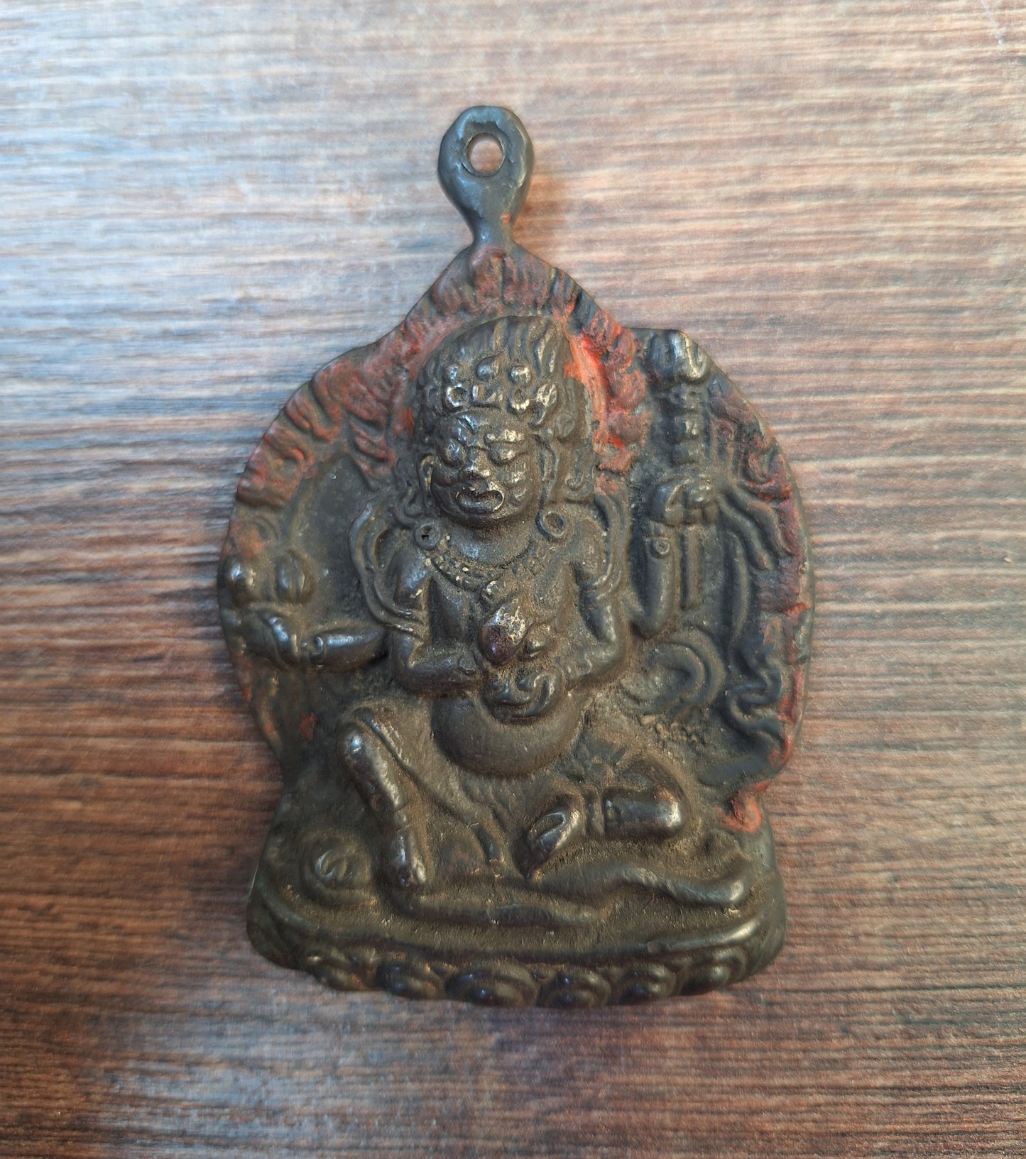 Vintage bronze Mahakala pendant