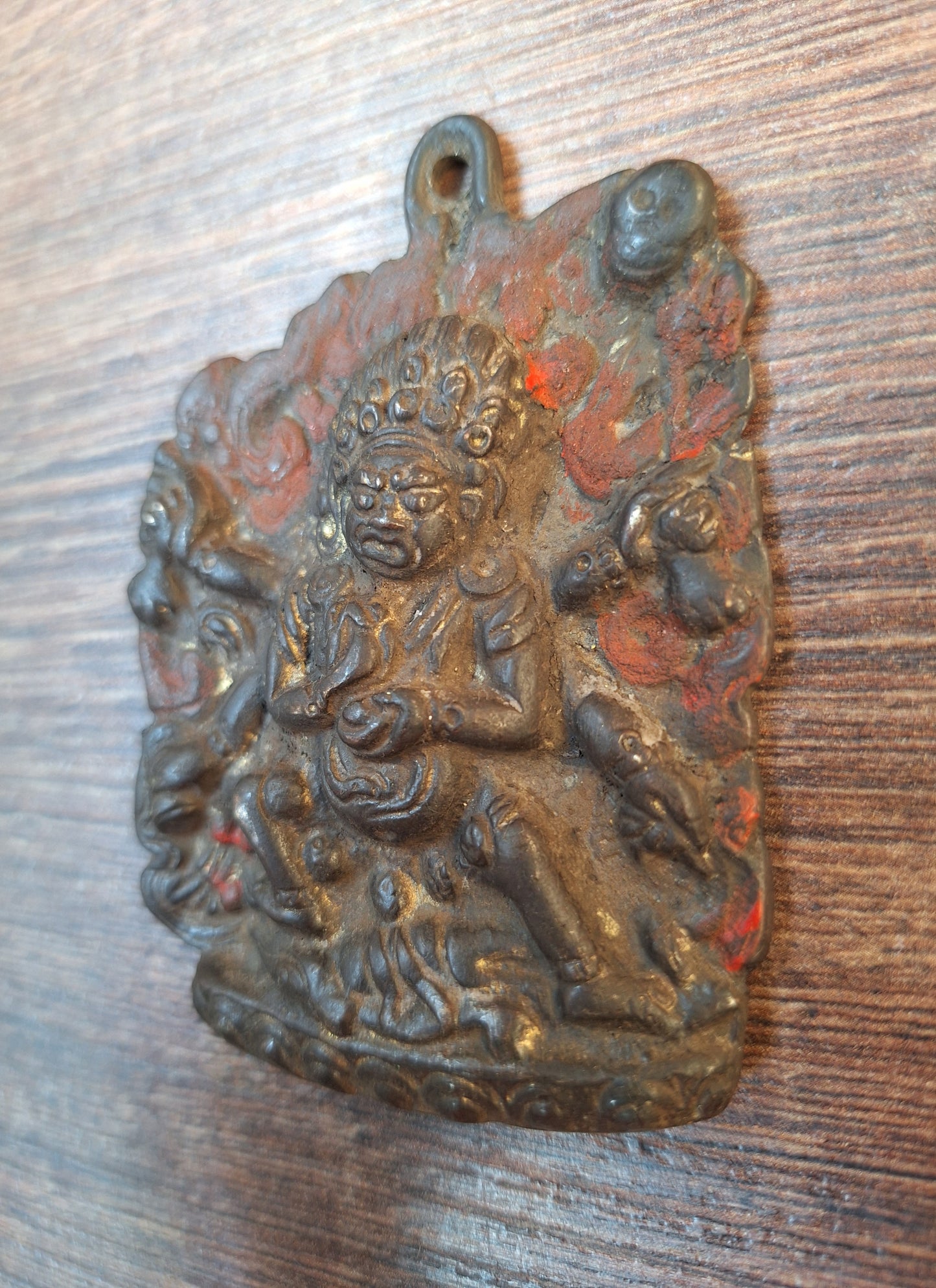 Vintage bronze Mahakala pendant