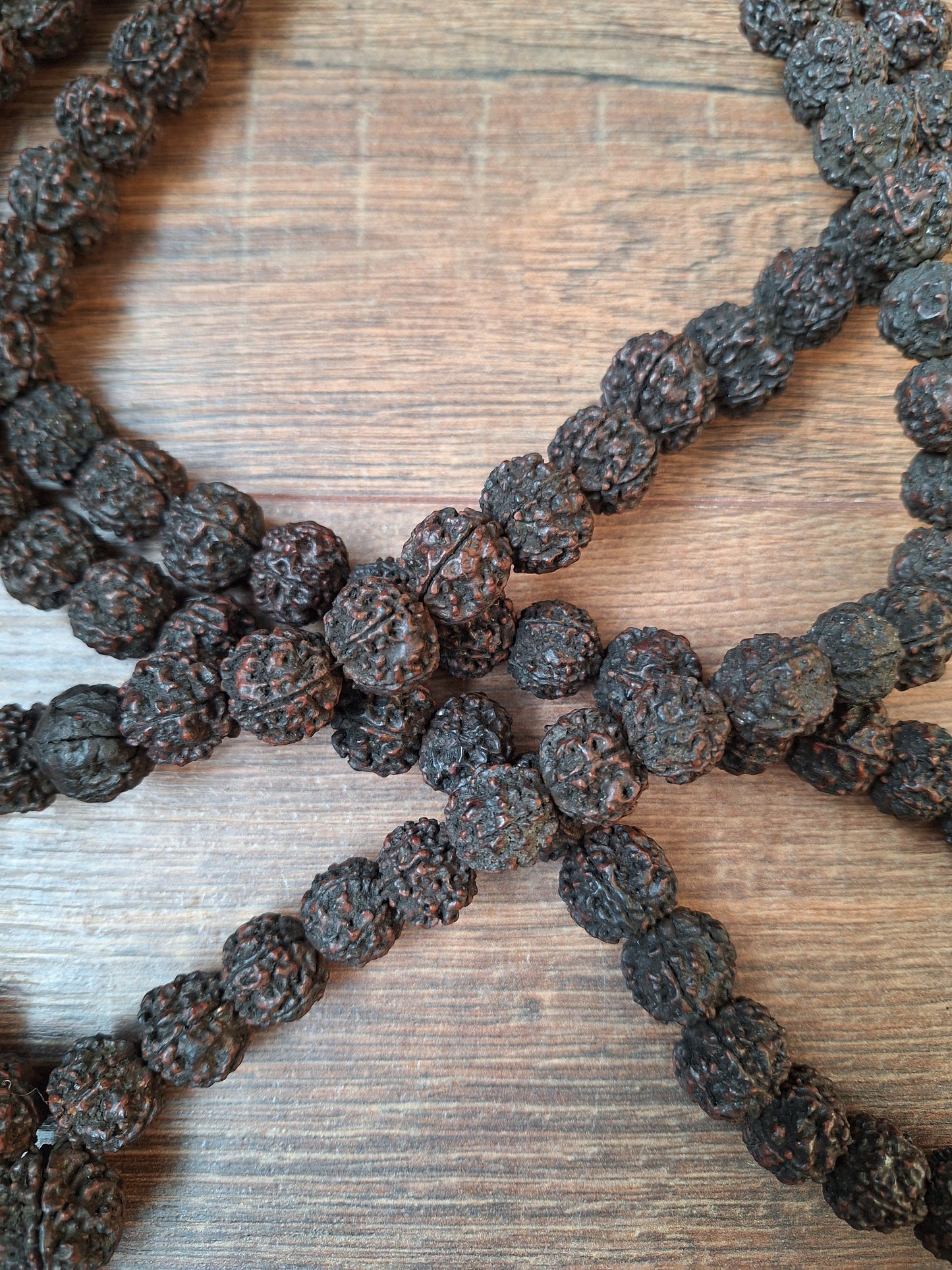 Vintage Nepalese rudraksha mala with horn pendant