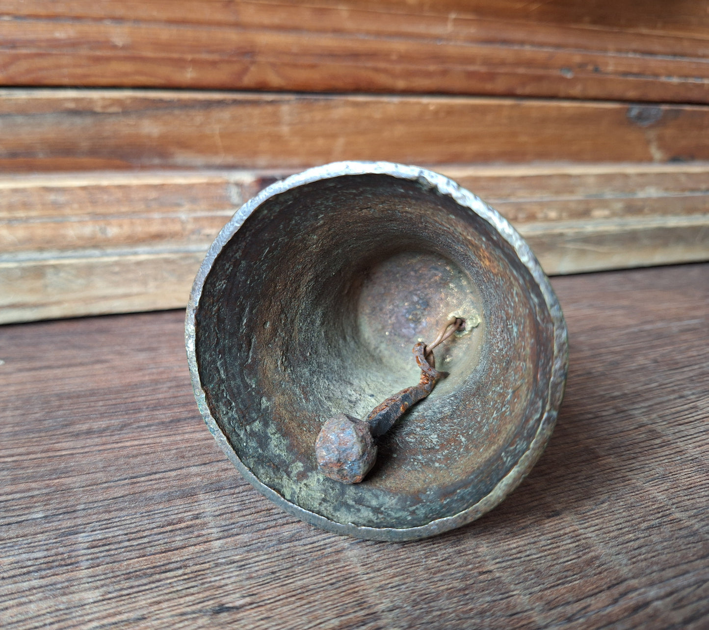 Vintage bronze altar bell with snake