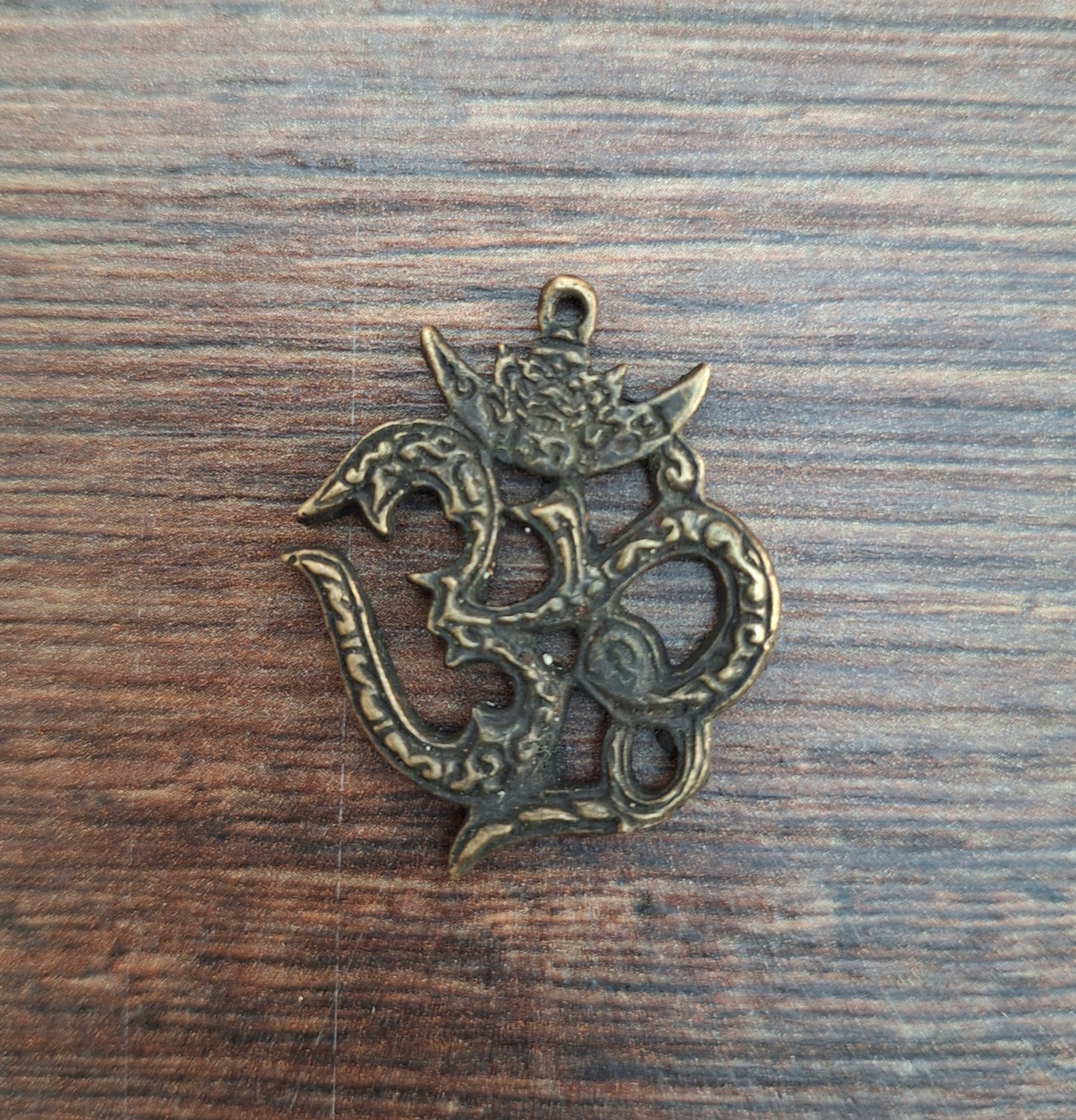 Vintage bronze pendant Aum