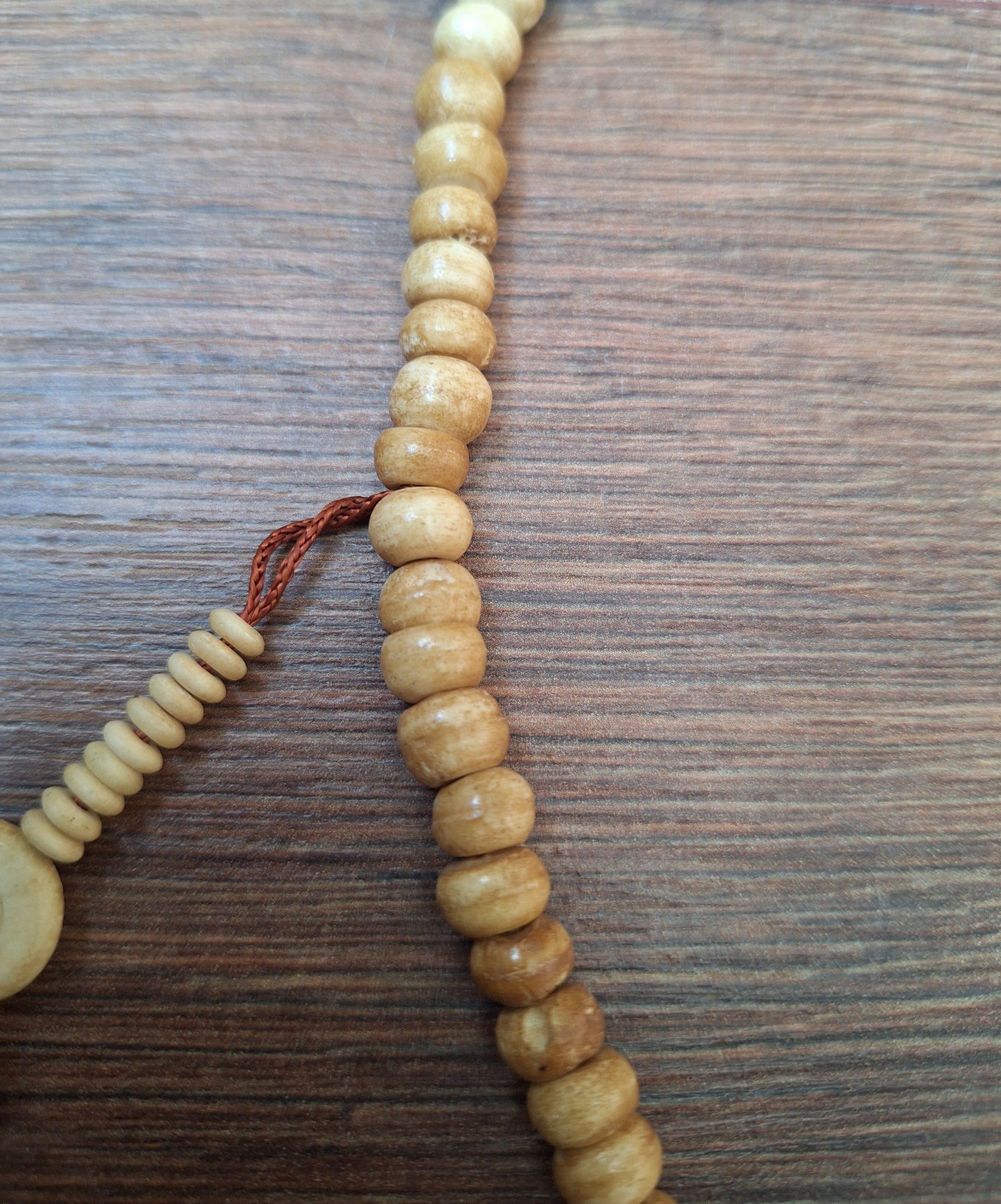 Vintage Tibetan yak bone mala with trident pendant
