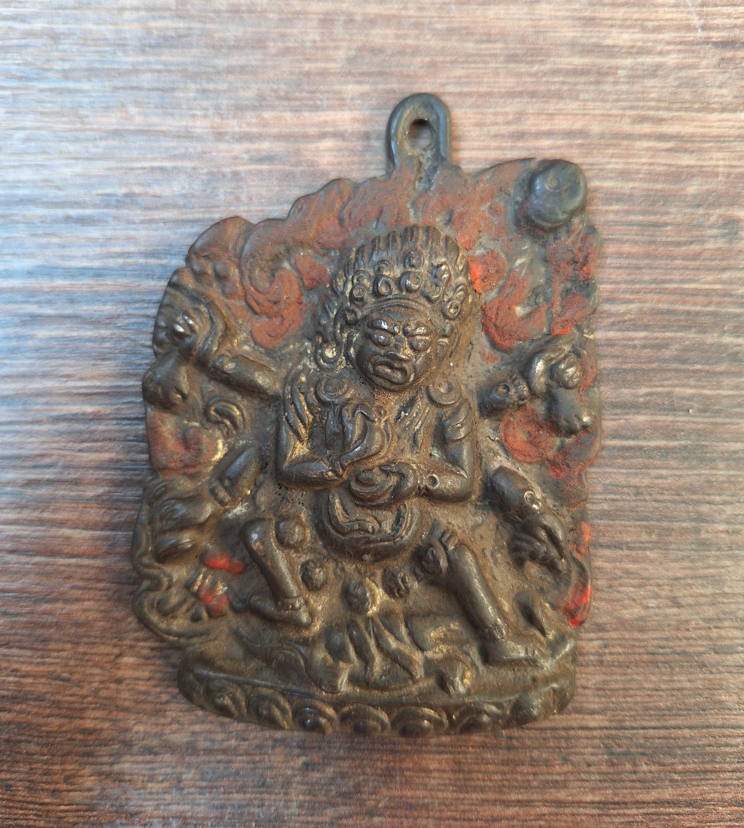 Vintage bronze Mahakala pendant