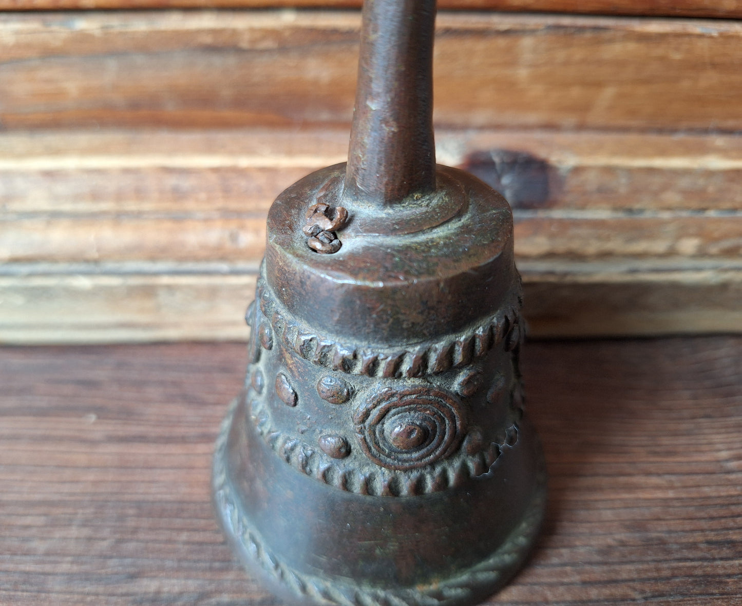 Vintage bronze altar bell with snake