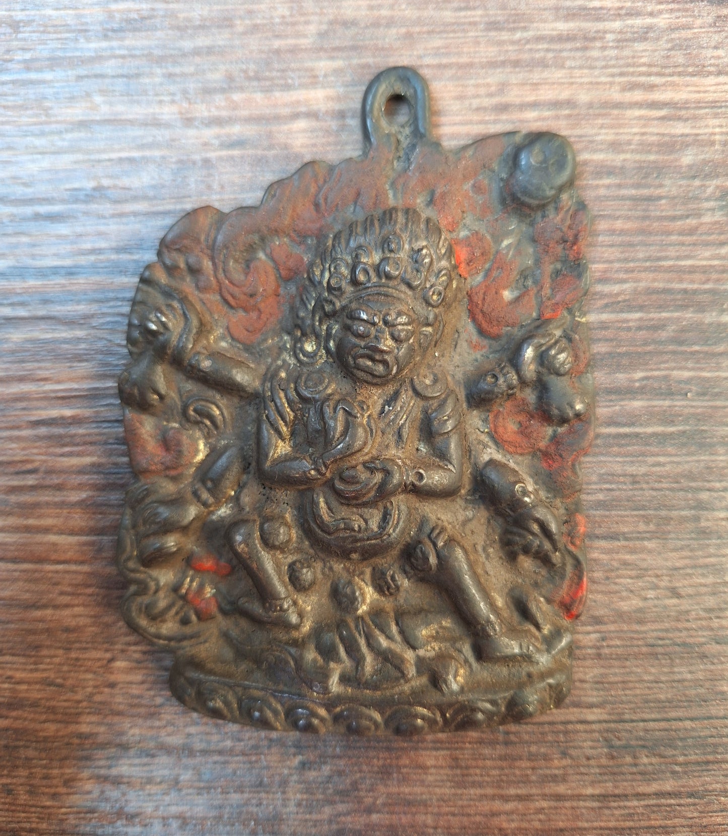 Vintage bronze Mahakala pendant