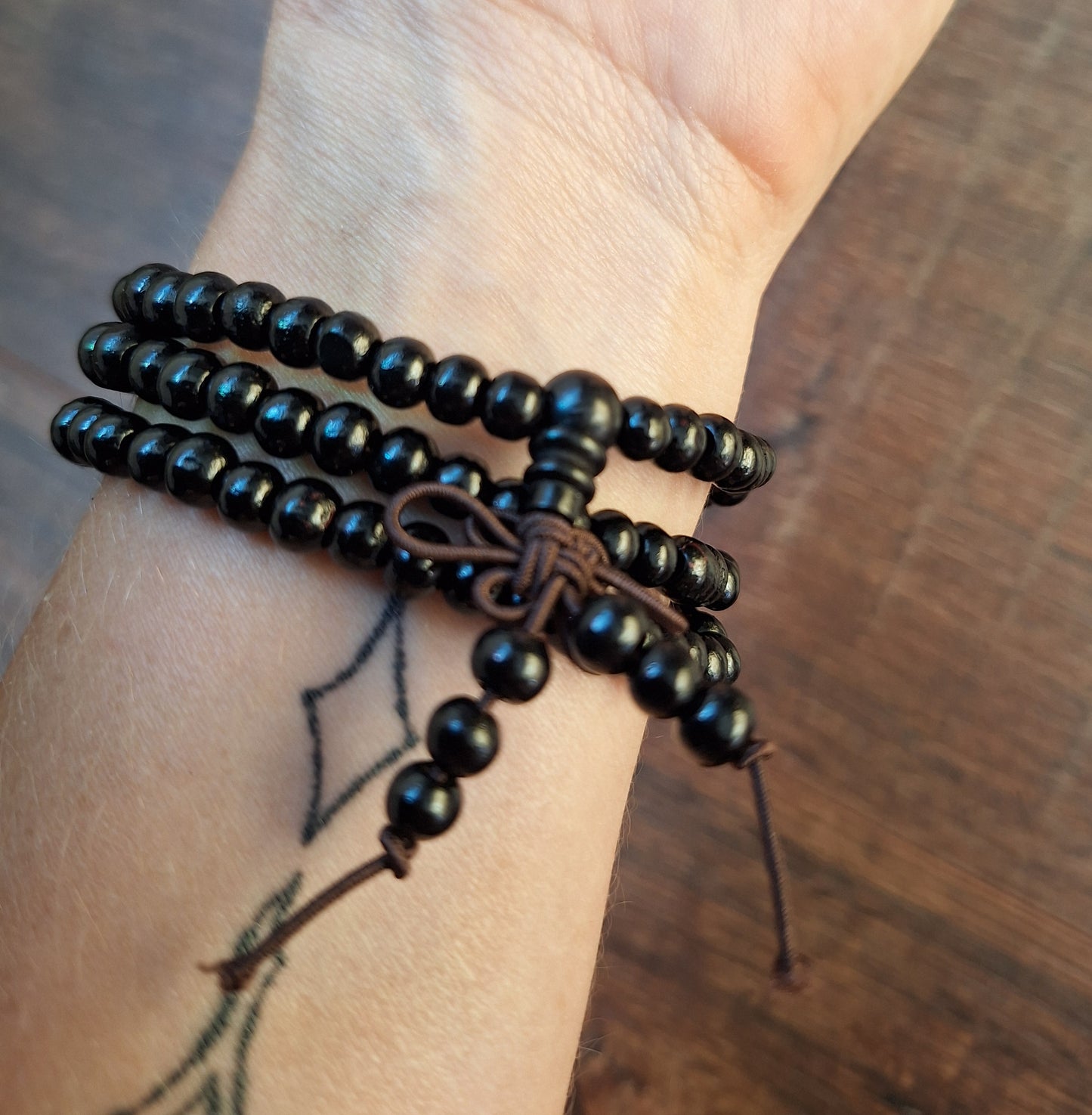 Black wooden mala