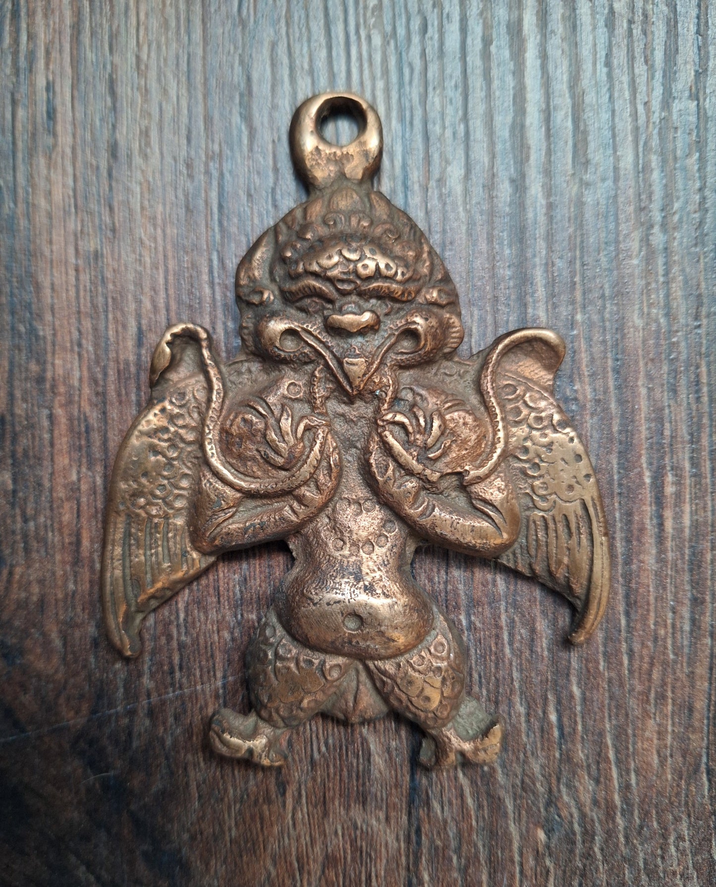 Vintage red copper pendant Garuda