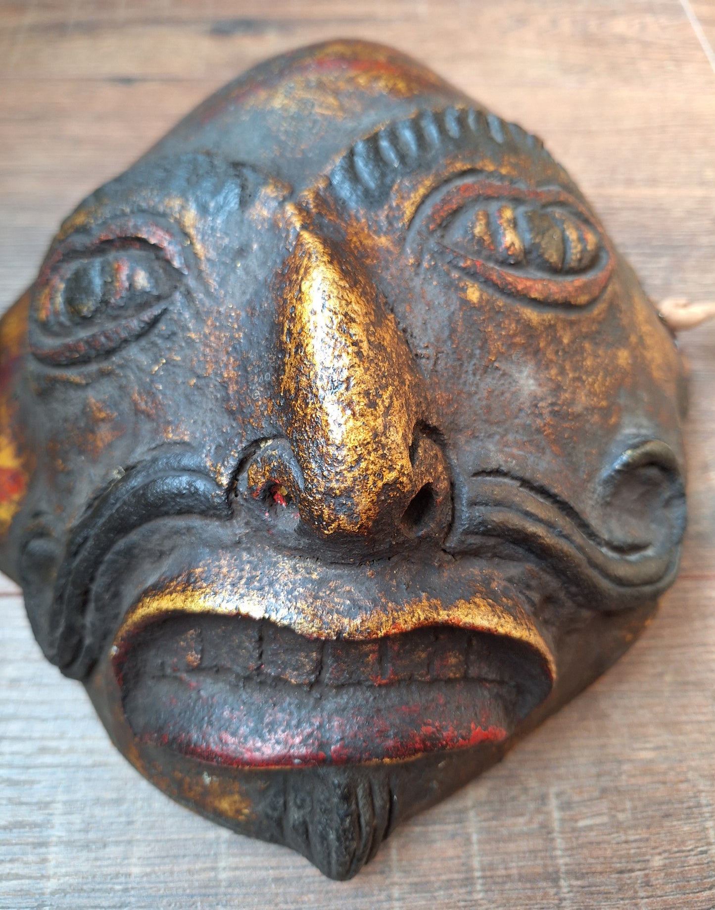 Vintage Nepalese wrathful spirit mask from horn