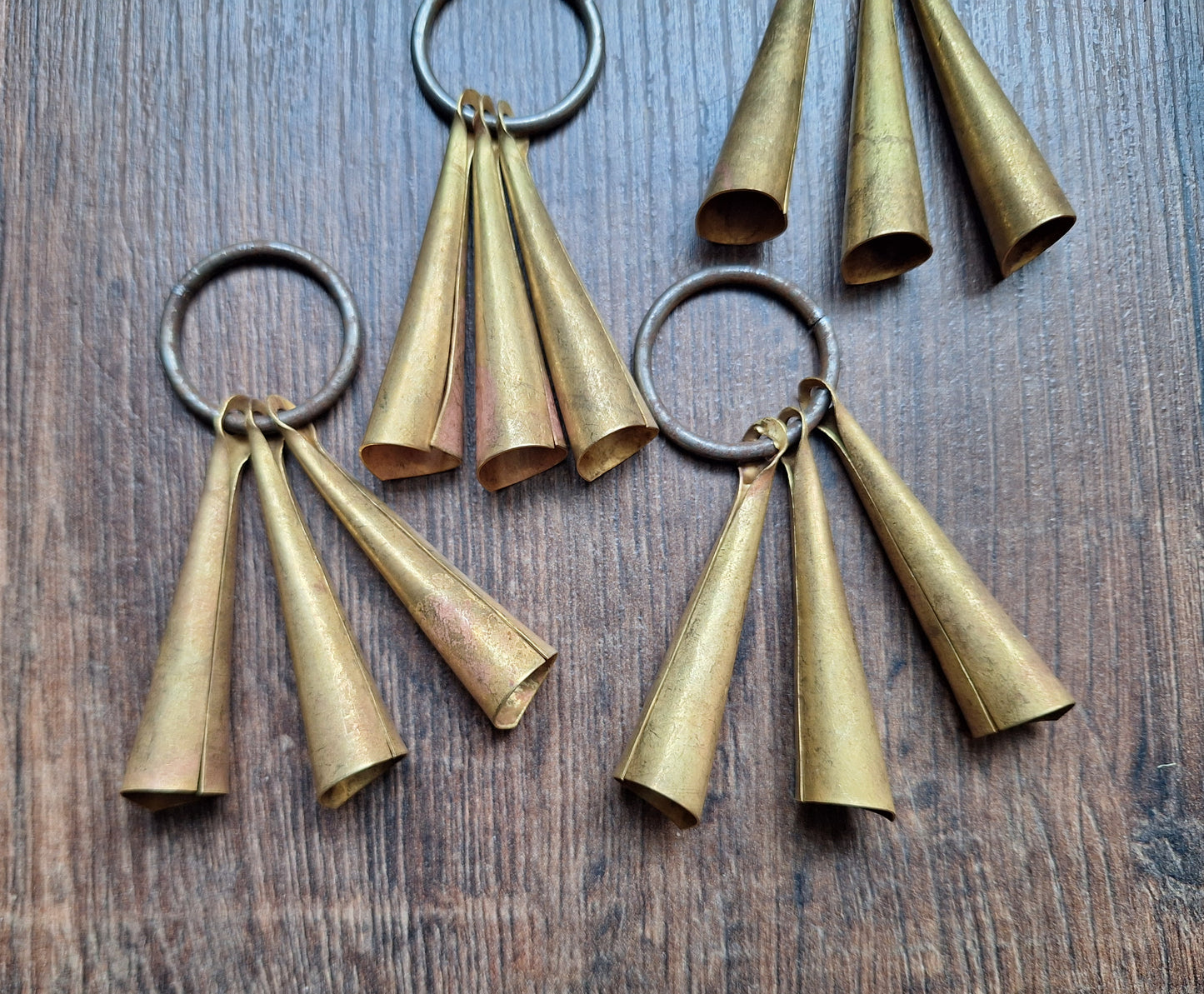 Shamanic cone-shape bells, brass 90 millimeter