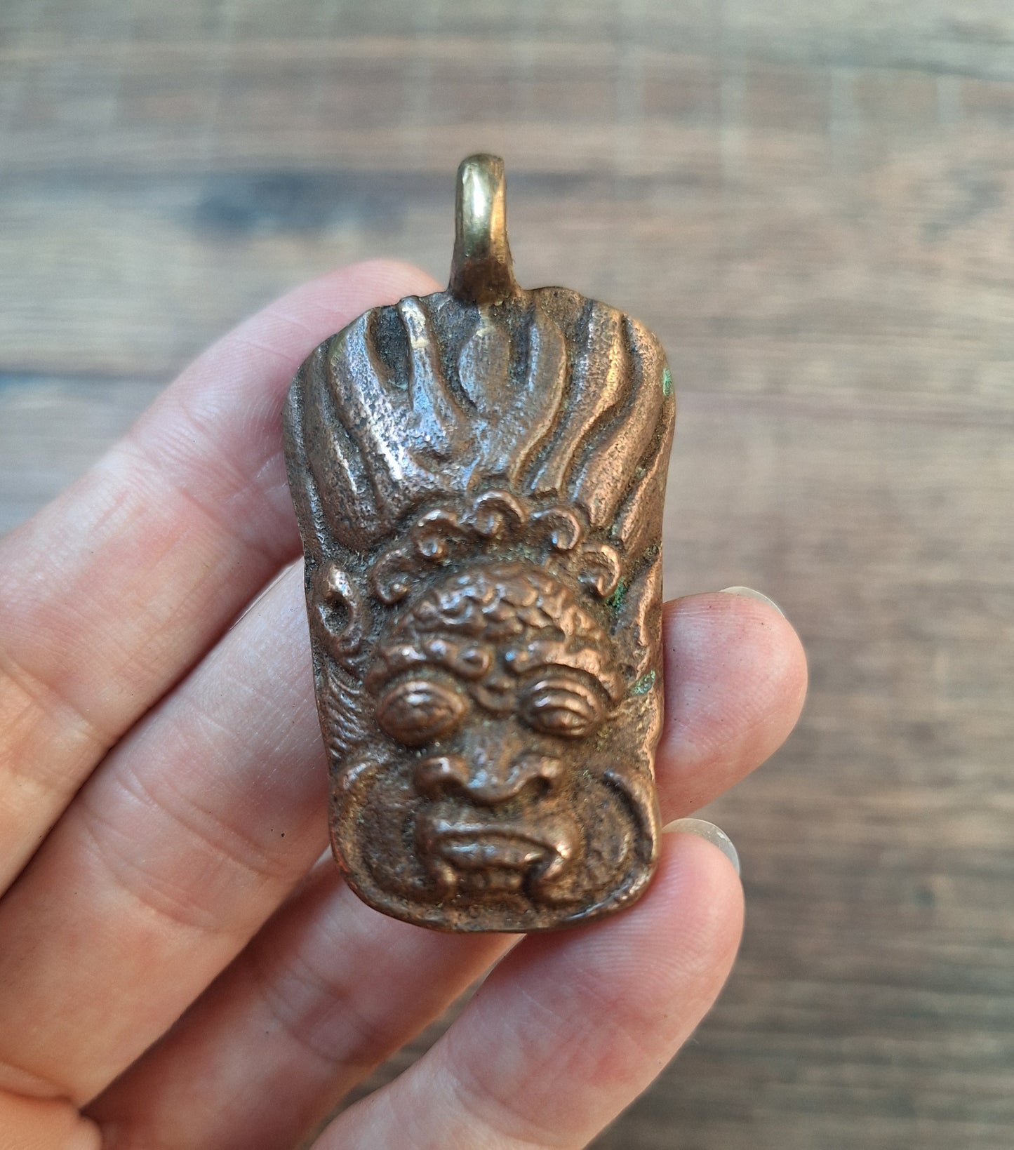 Vintage red copper Mahakala pendant