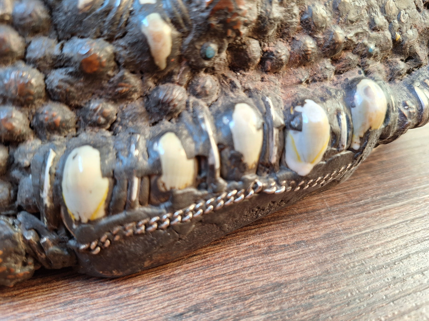 Vintage Nepalese wrathful spirit mask with seeds, shells and horns #1