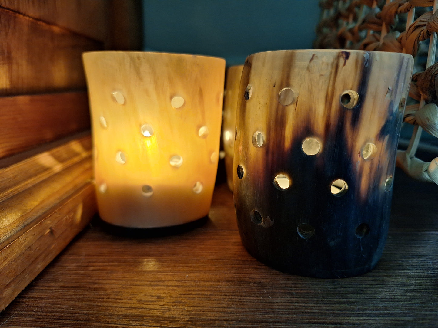 Cow horn candle holders
