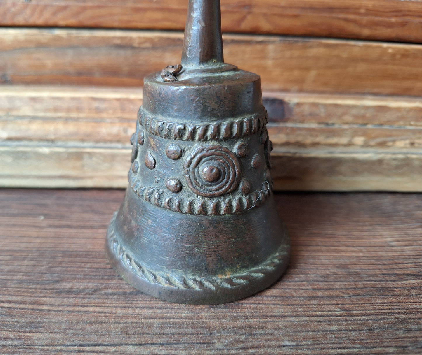 Vintage bronze altar bell with snake